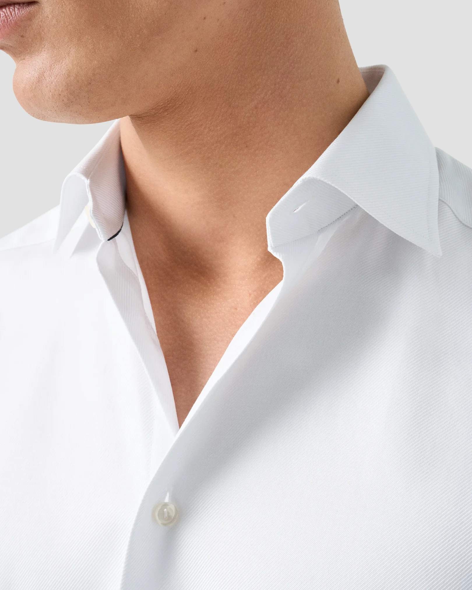 Eton - White Textured Twill Shirt – French Cuffs