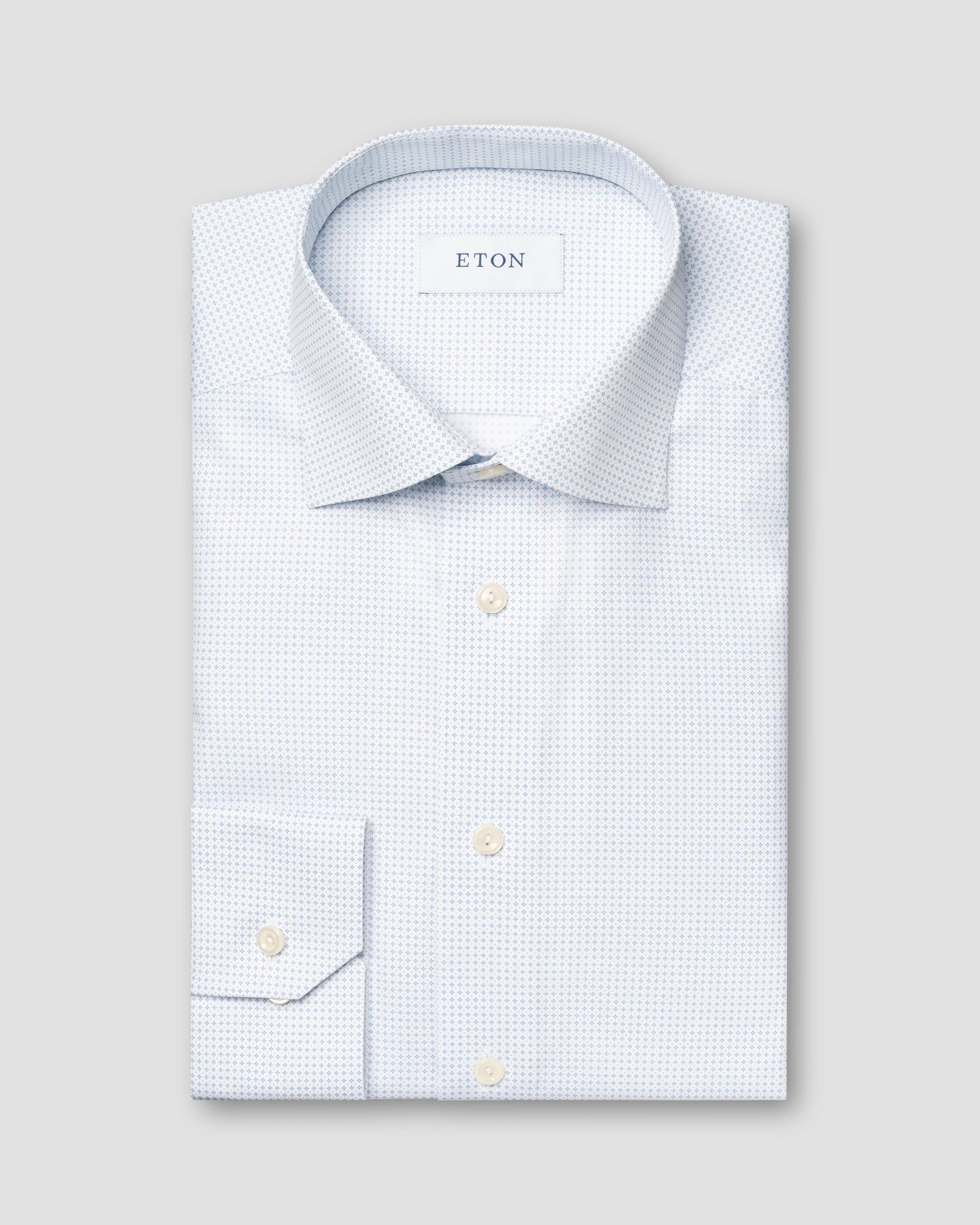 Eton - light blue micro print signature poplin shirt