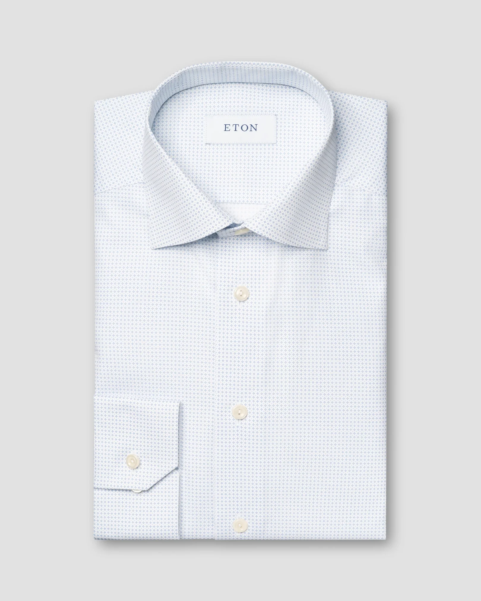 Eton - light blue micro print signature poplin shirt