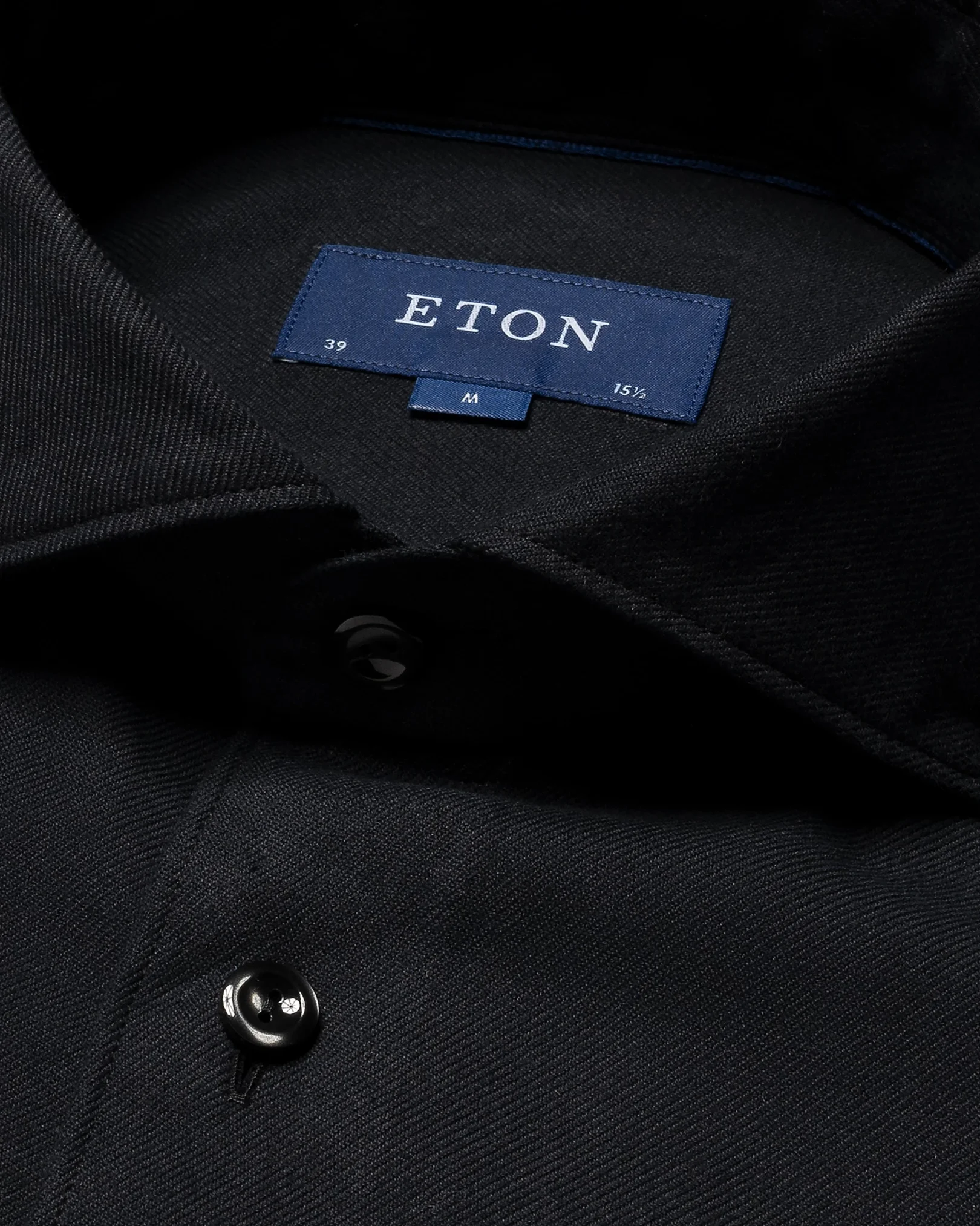 Eton - flanell solid black shirt