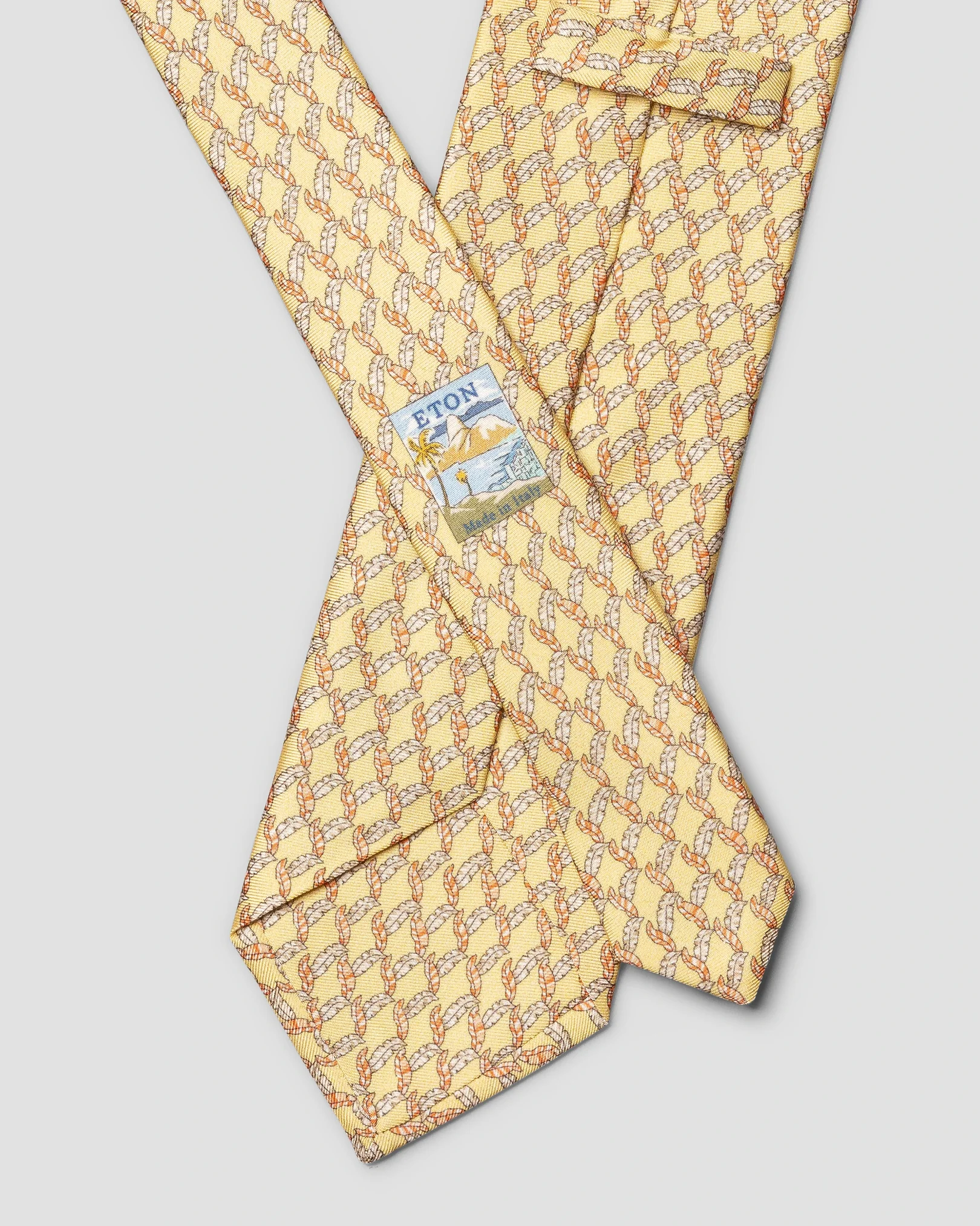 Eton - yellow leaf print silk tie