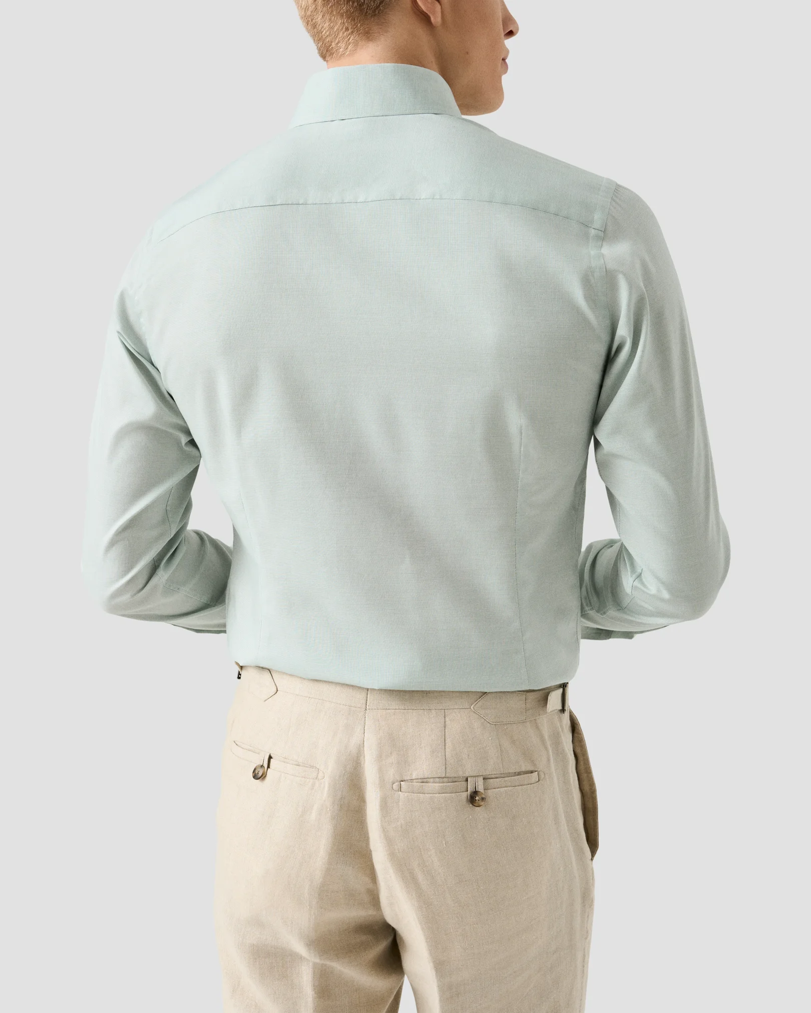 Eton - mid green solid wrinkle free oxford