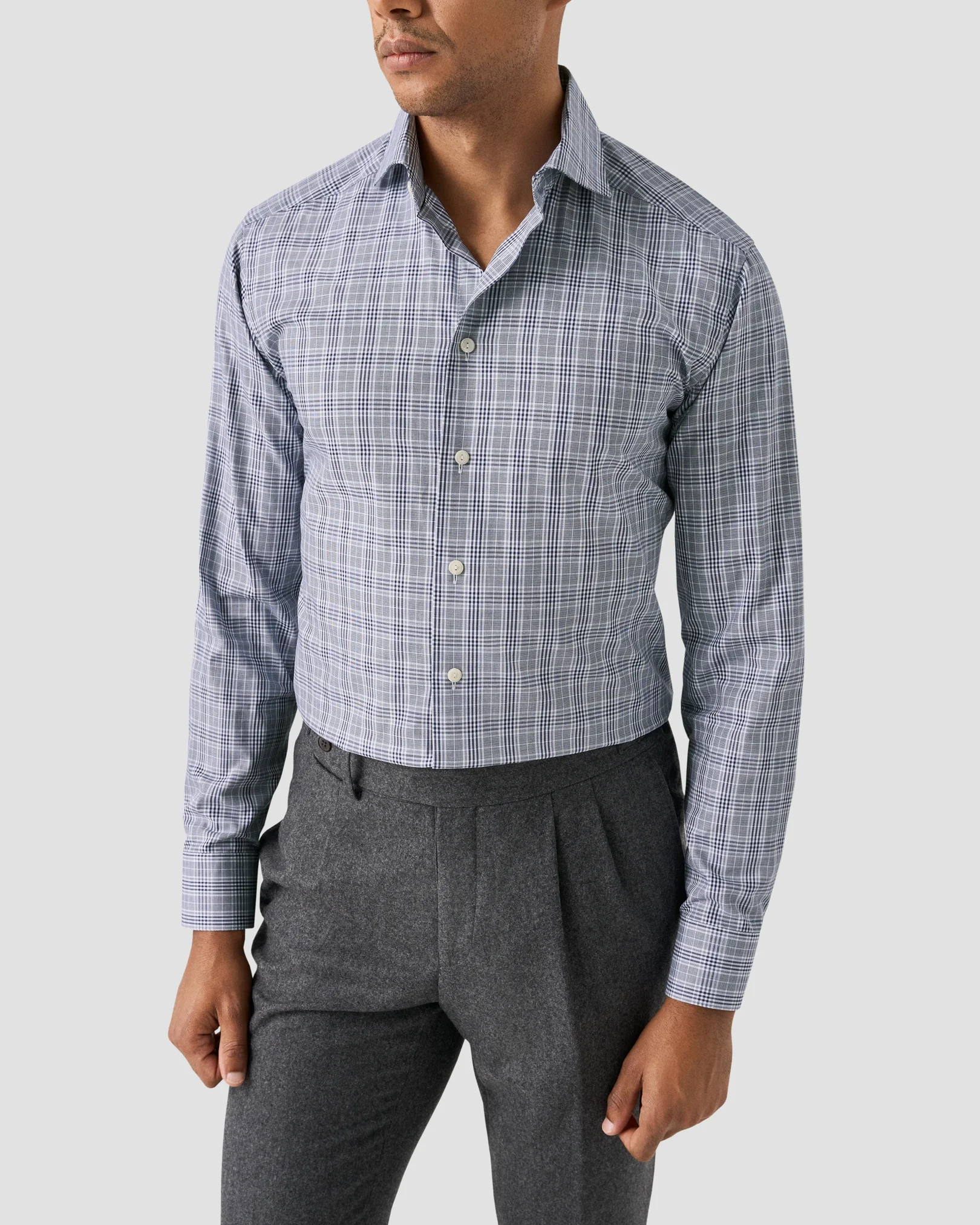 Eton - Prince of Wales Check Twill Shirt