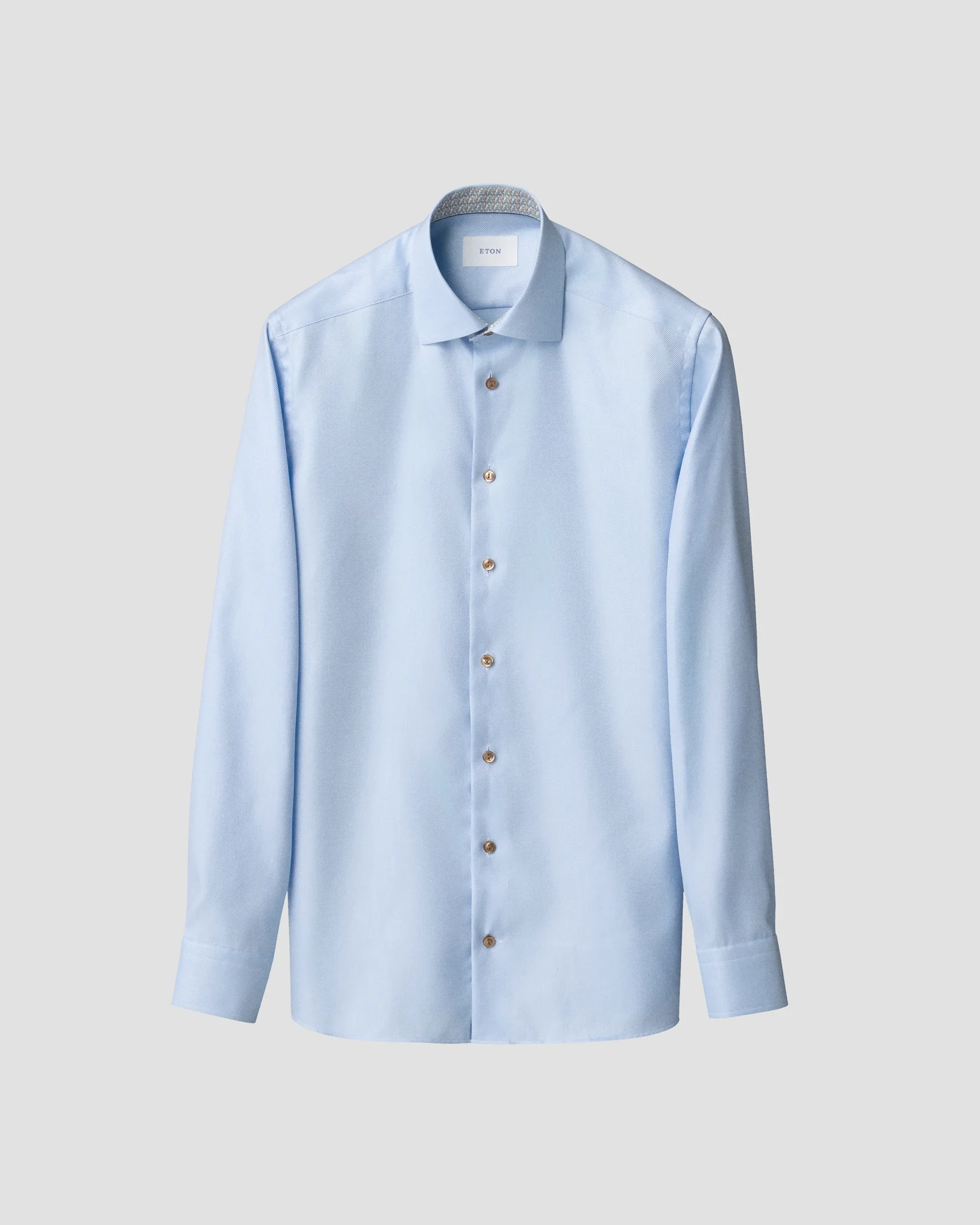 Eton - geometric effect textured twill shirt cut away