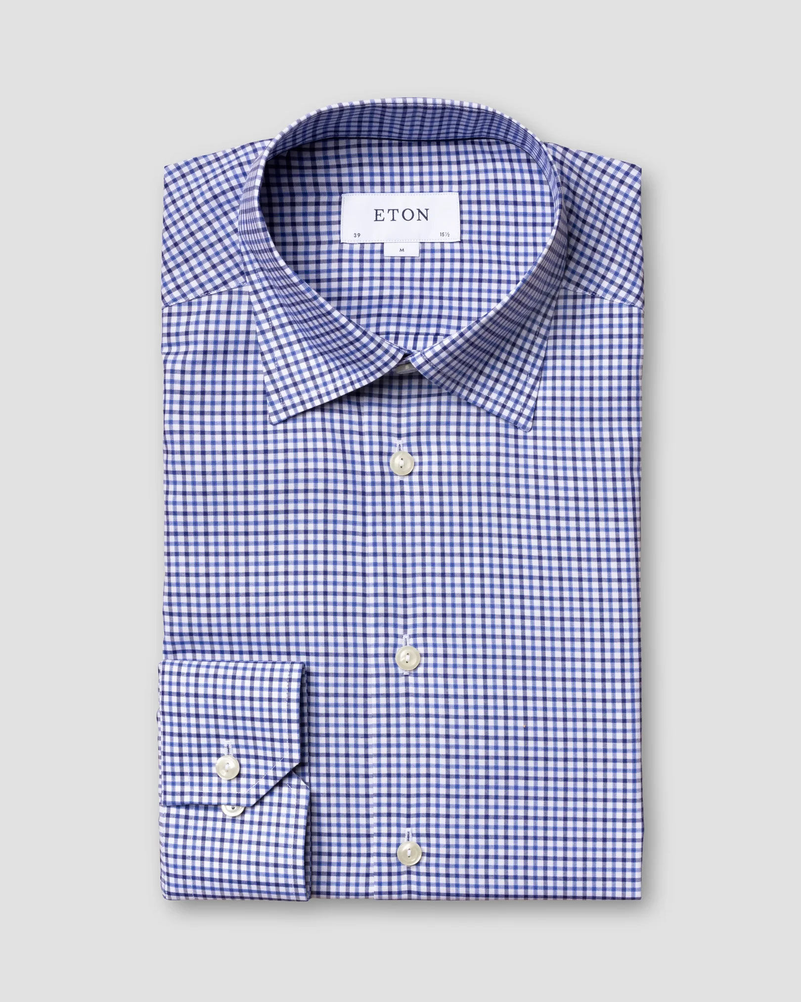 Eton - blue check twill shirt