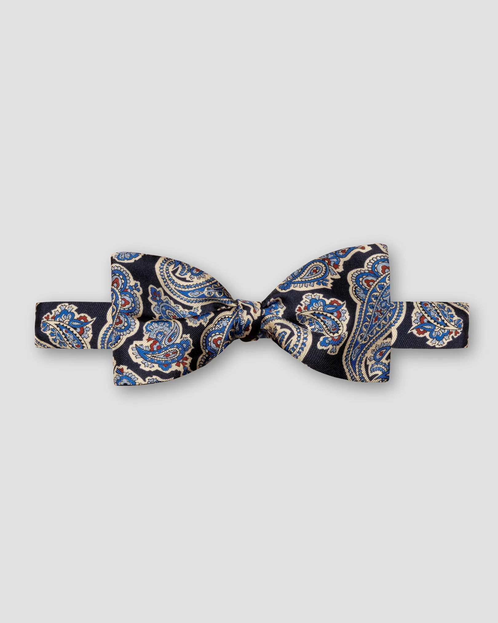 thumbnail image 2 of Luxury Dark Navy Blue Men's Adjustable Bow Tie With Floral Pattern – Satin 2 of 6