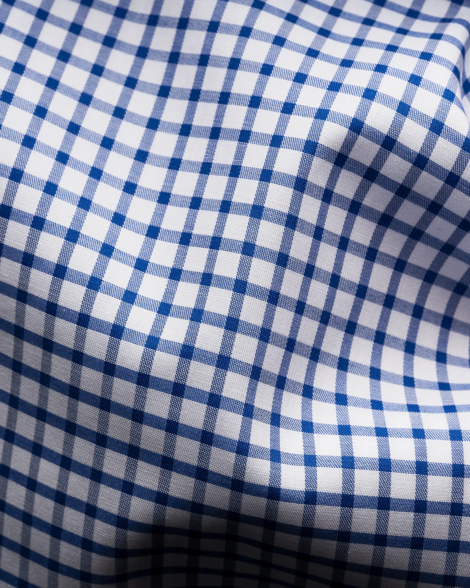 Eton - mid blue check fine twill shirt cut away single contemporary