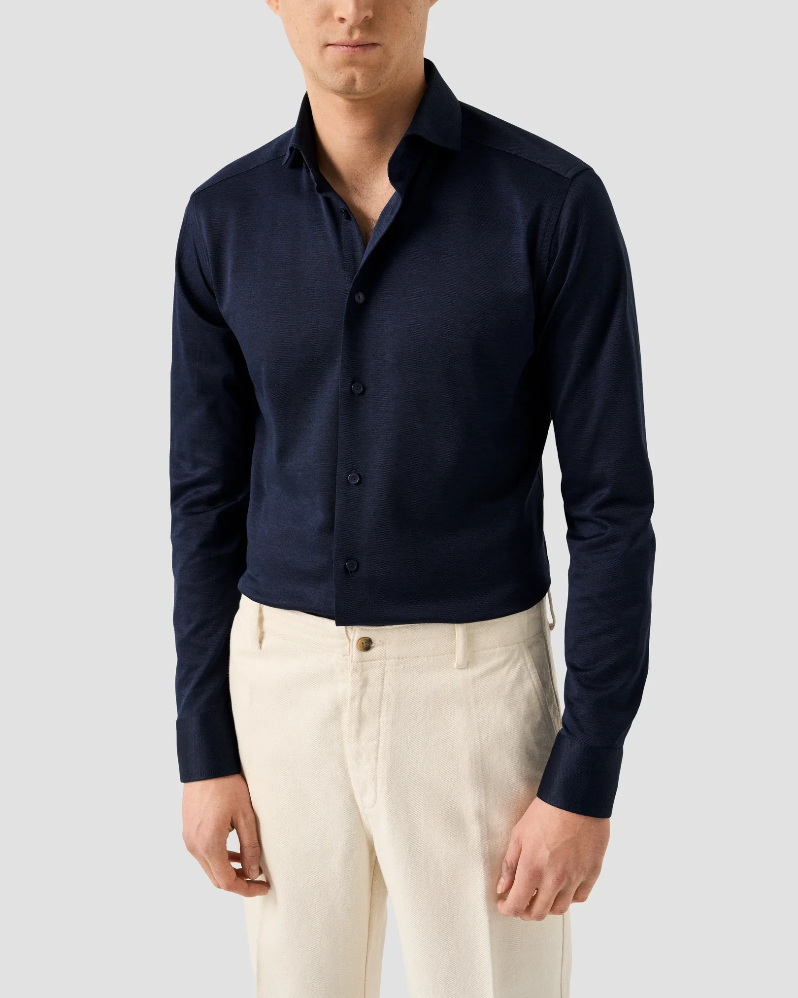 Eton - navy filo di scozia knit shirt 261