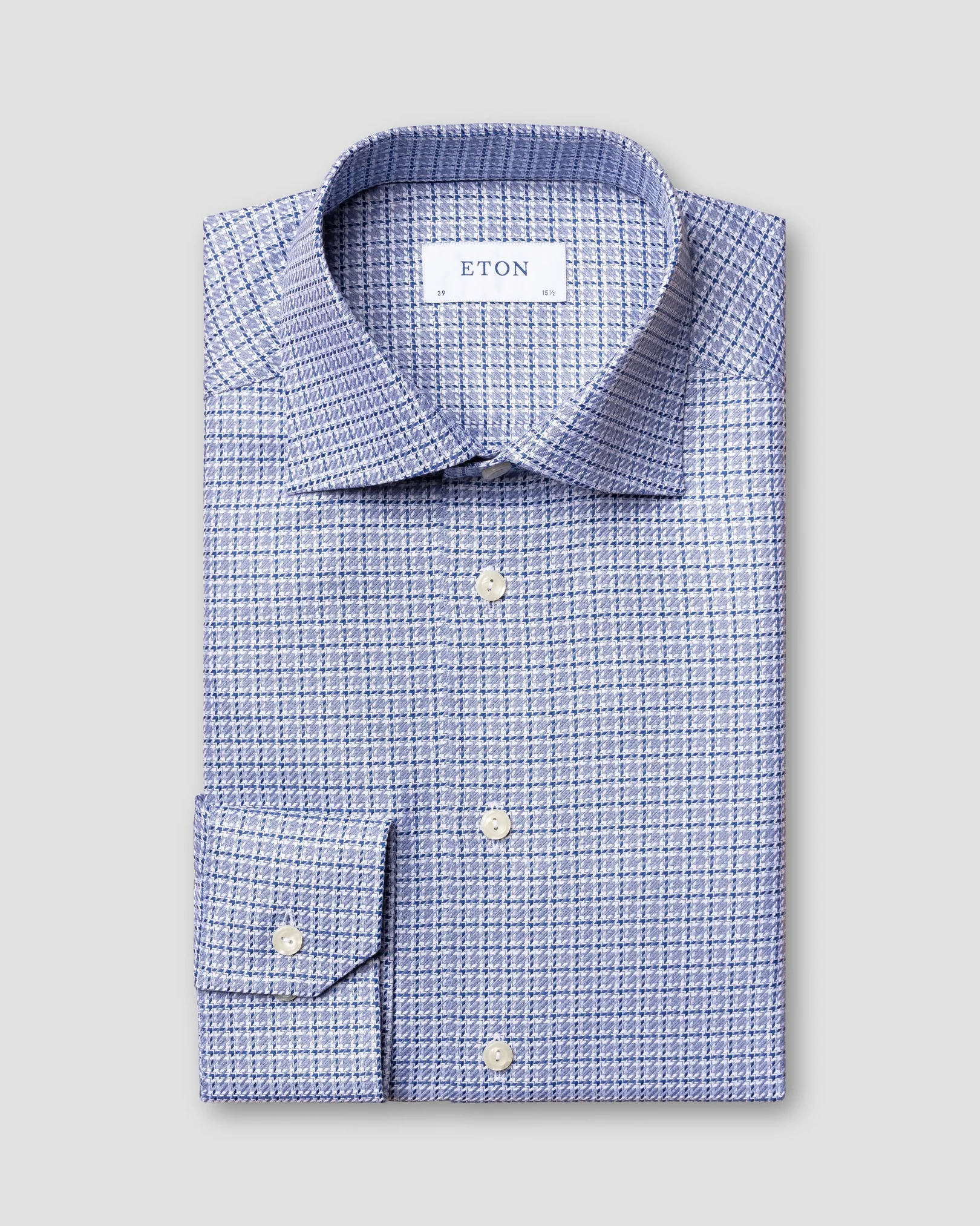Eton - navy 3d plaid king twill shirt