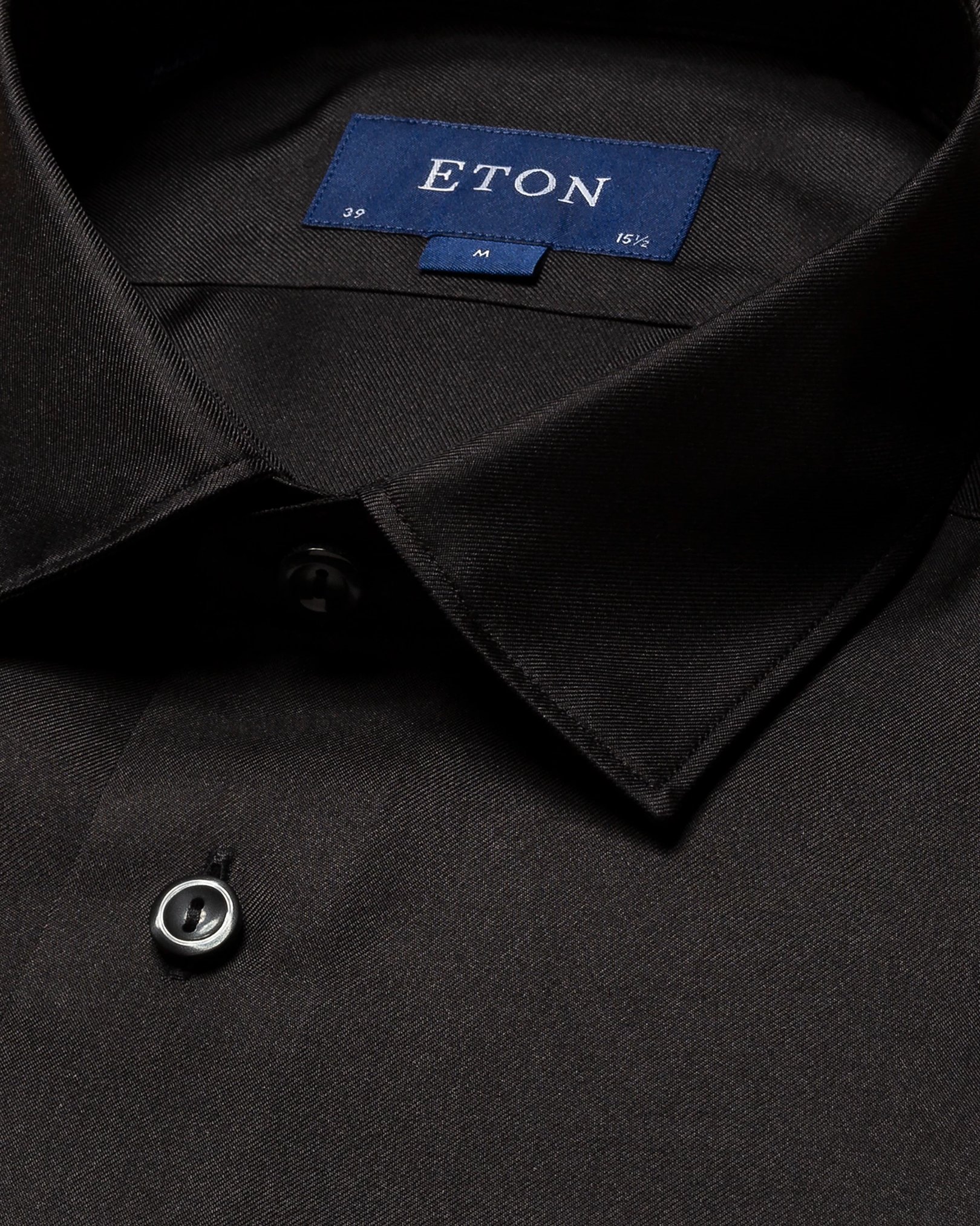 Eton - black silk pointed rounded single one buttonhole slim soft