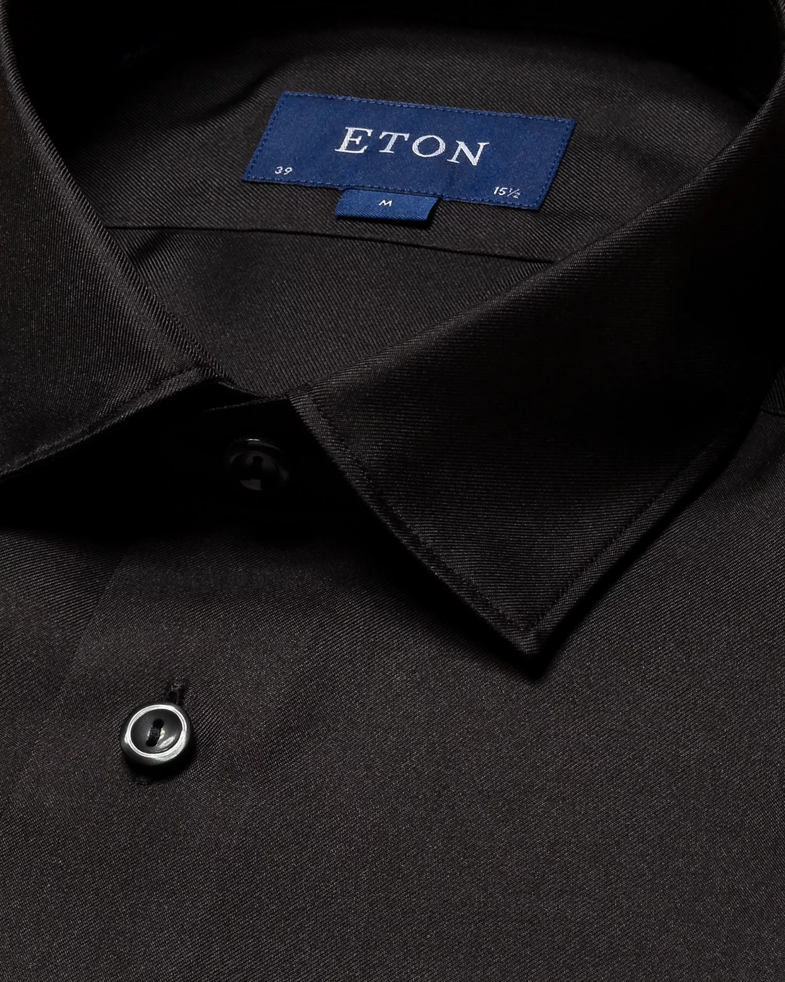 Eton - black silk pointed rounded single one buttonhole slim soft