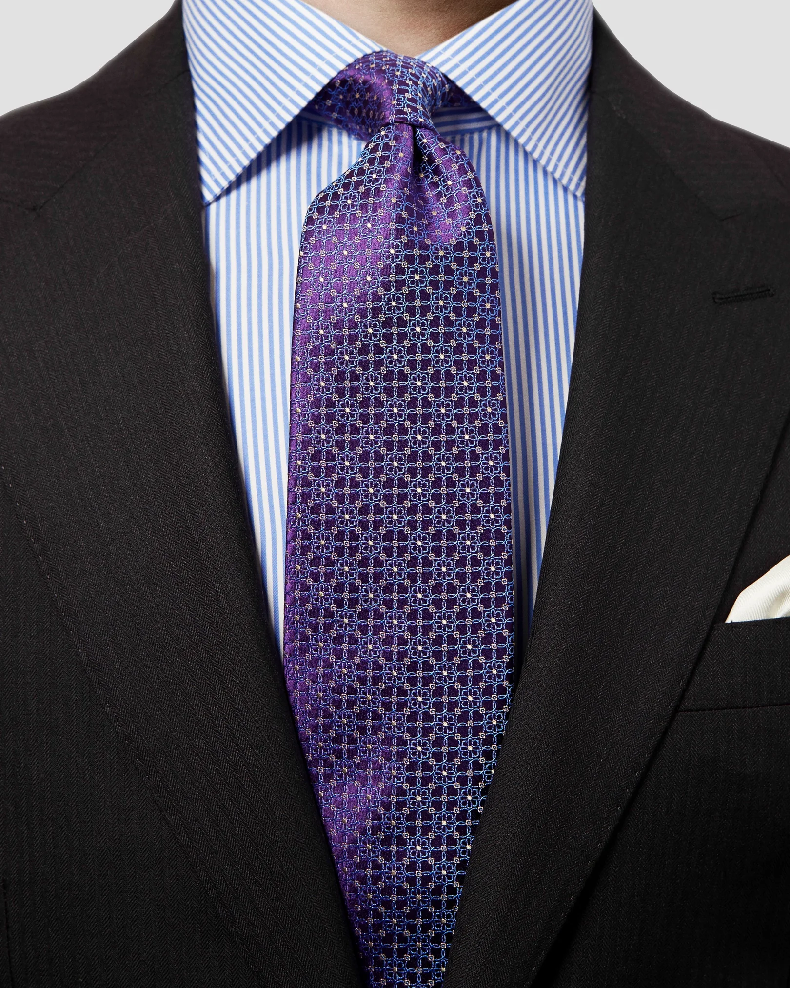 Eton - purple floral woven silk tie