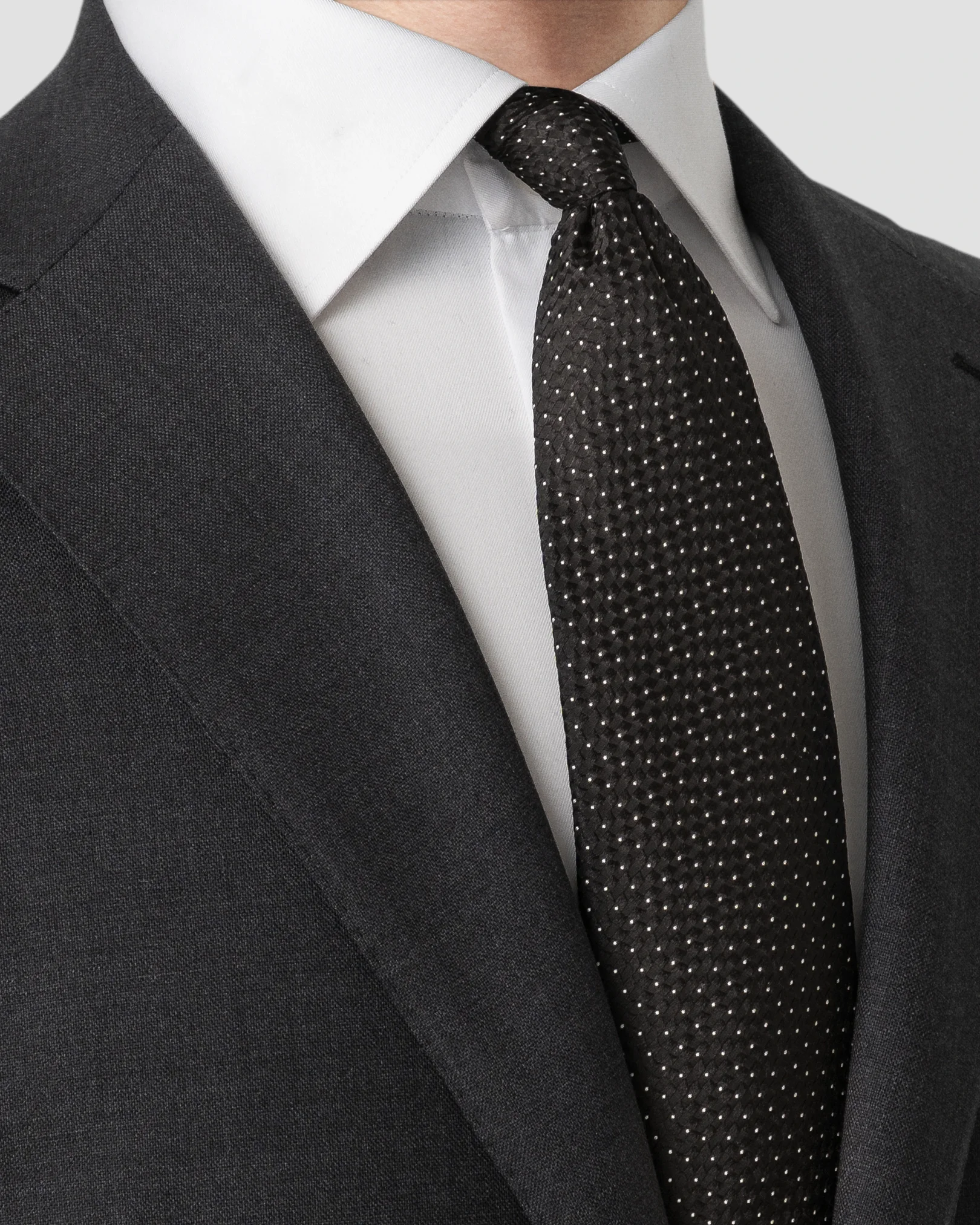 Eton - pin dot woven silk tie black pin dot woven silk tie