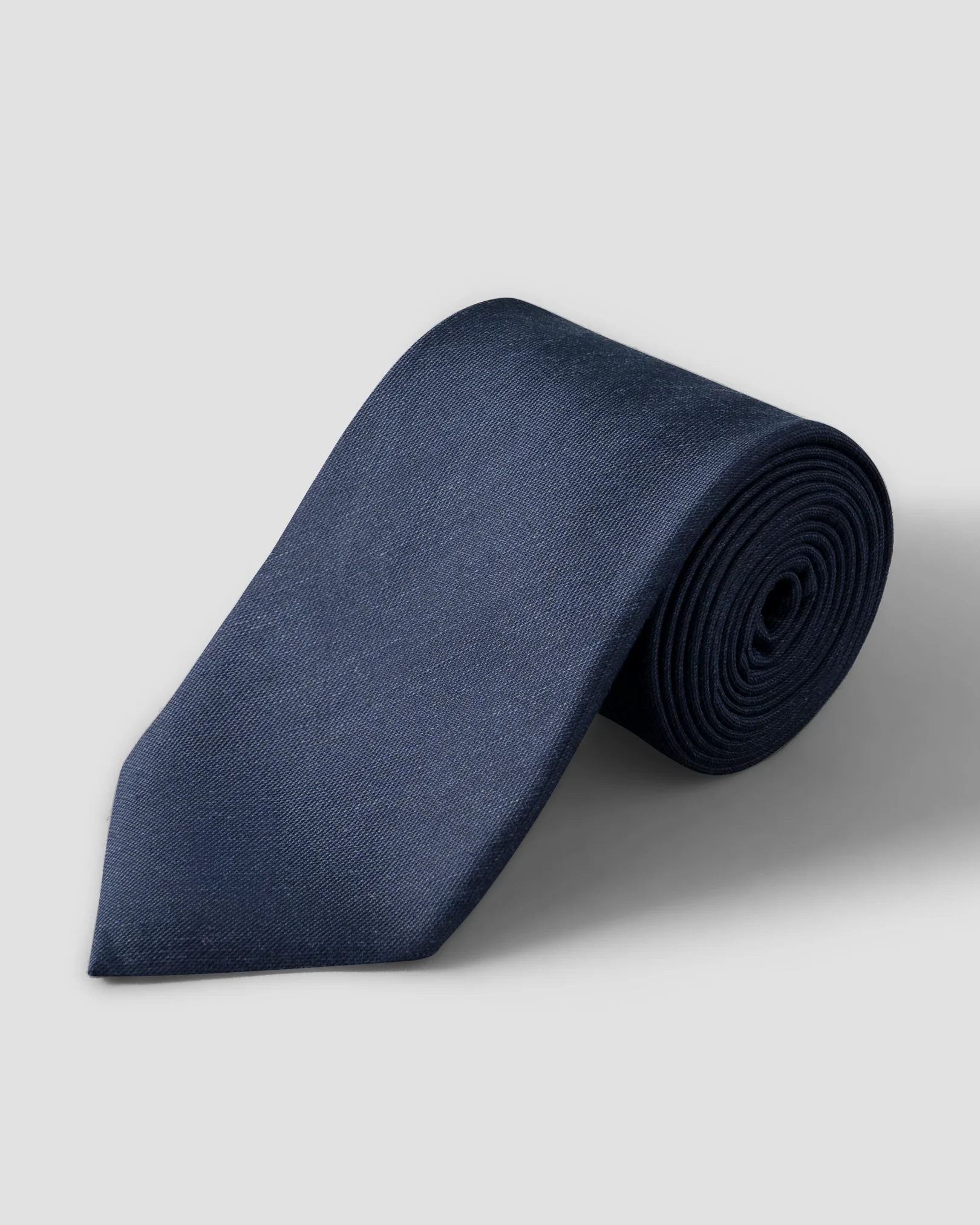 Eton - dark blue solid silk linen tie