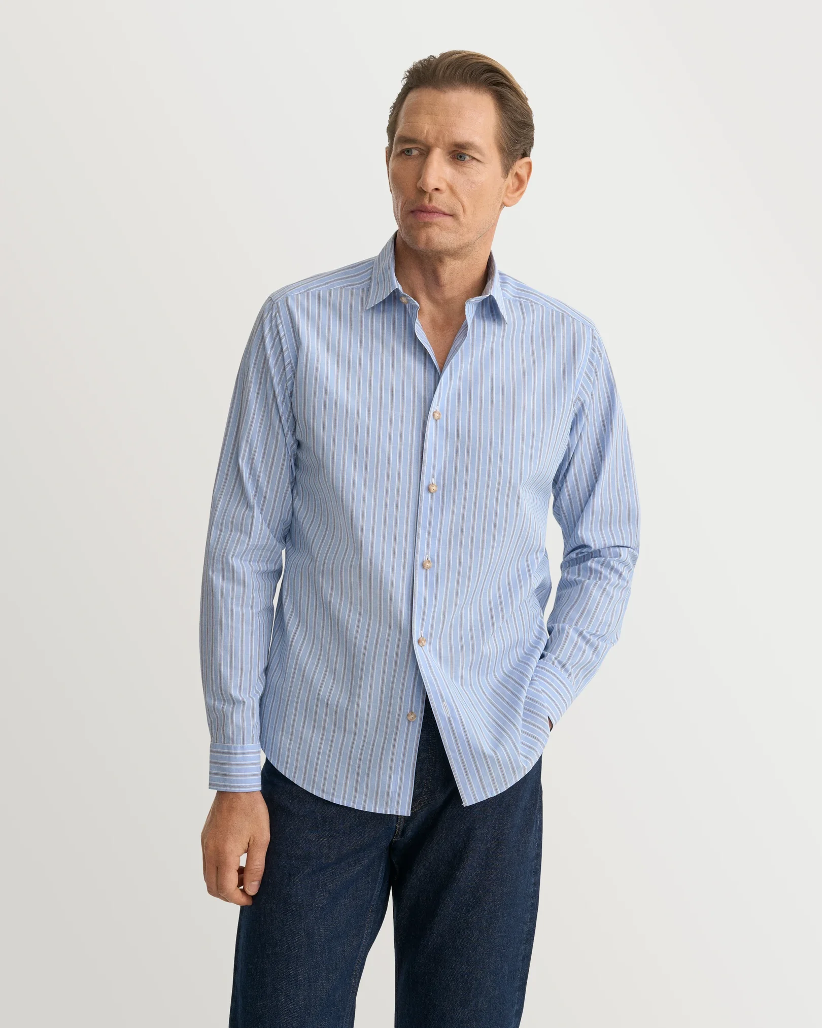 Eton - striped chambray shirt