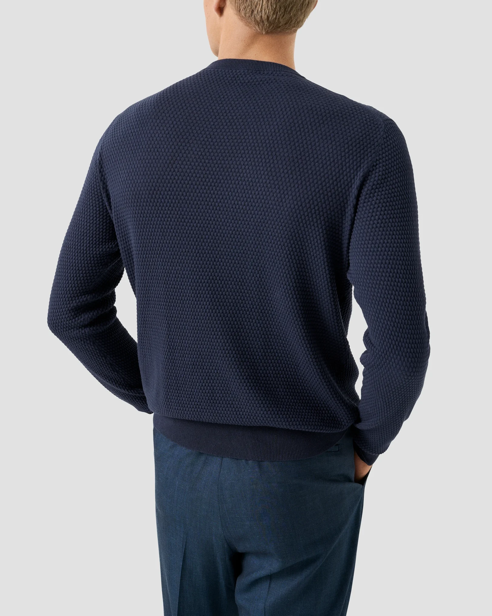 Eton - dark blue structure knit cotton 258