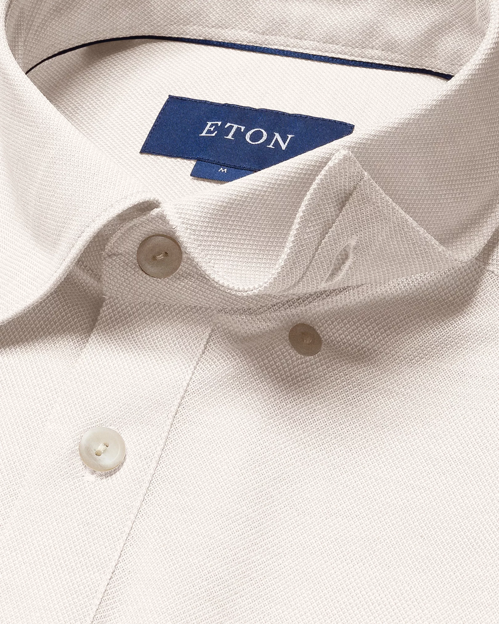 Off White Oxford Piqué Polo Shirt - Short Sleeve - Eton