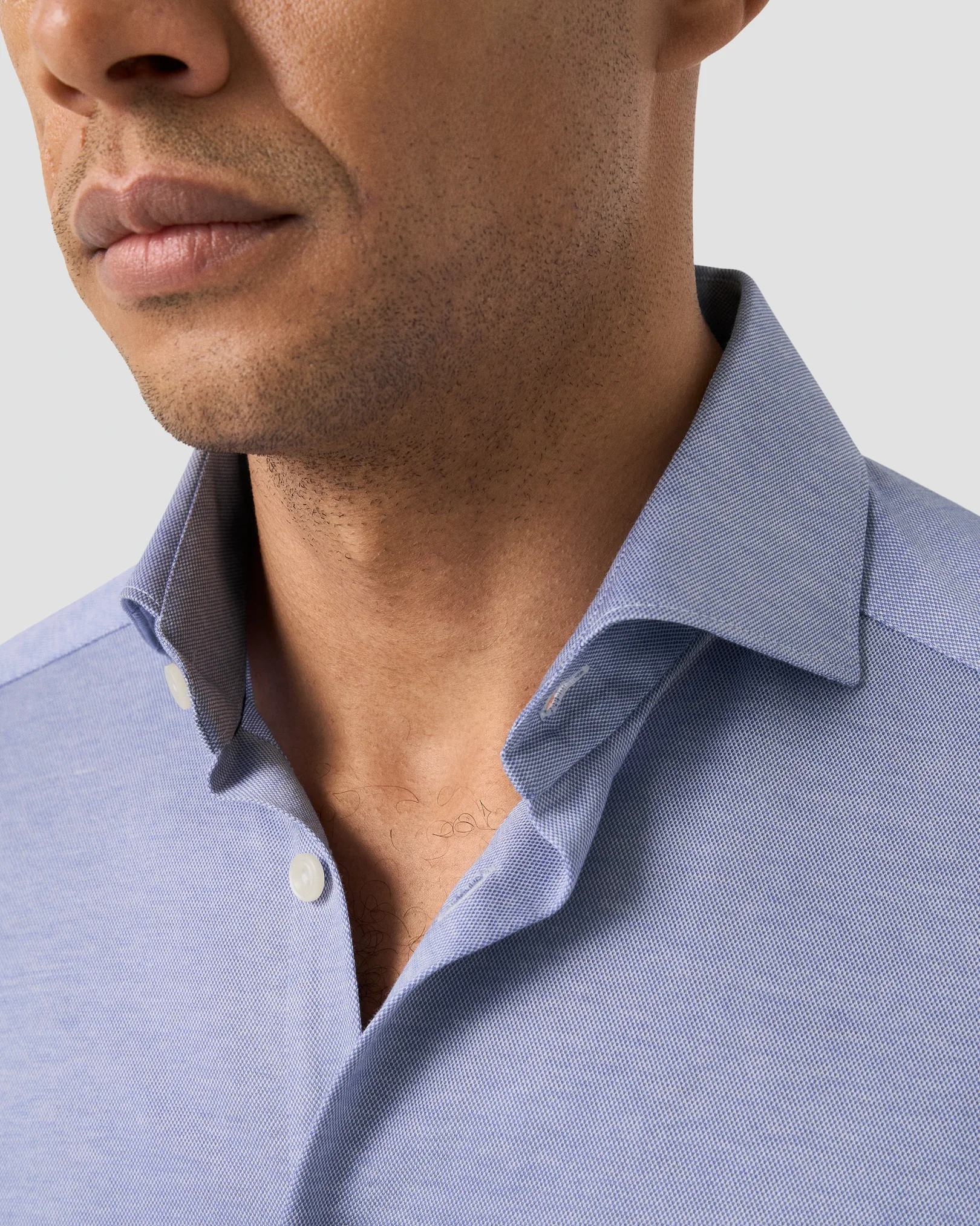 Eton - mid blue filo di scozia knit shirt