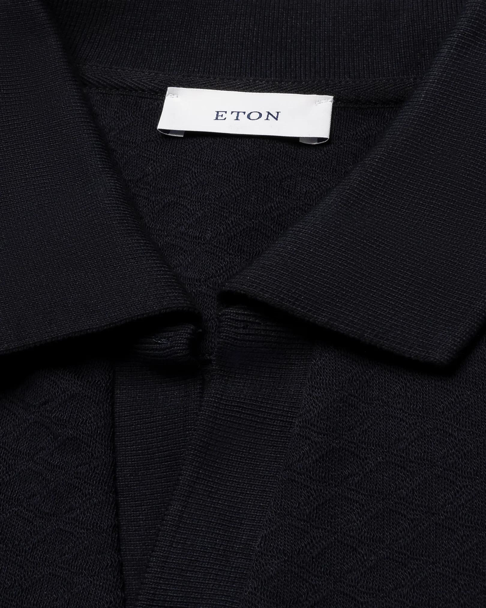 Eton - navy blue diamond jaquard polo shirt