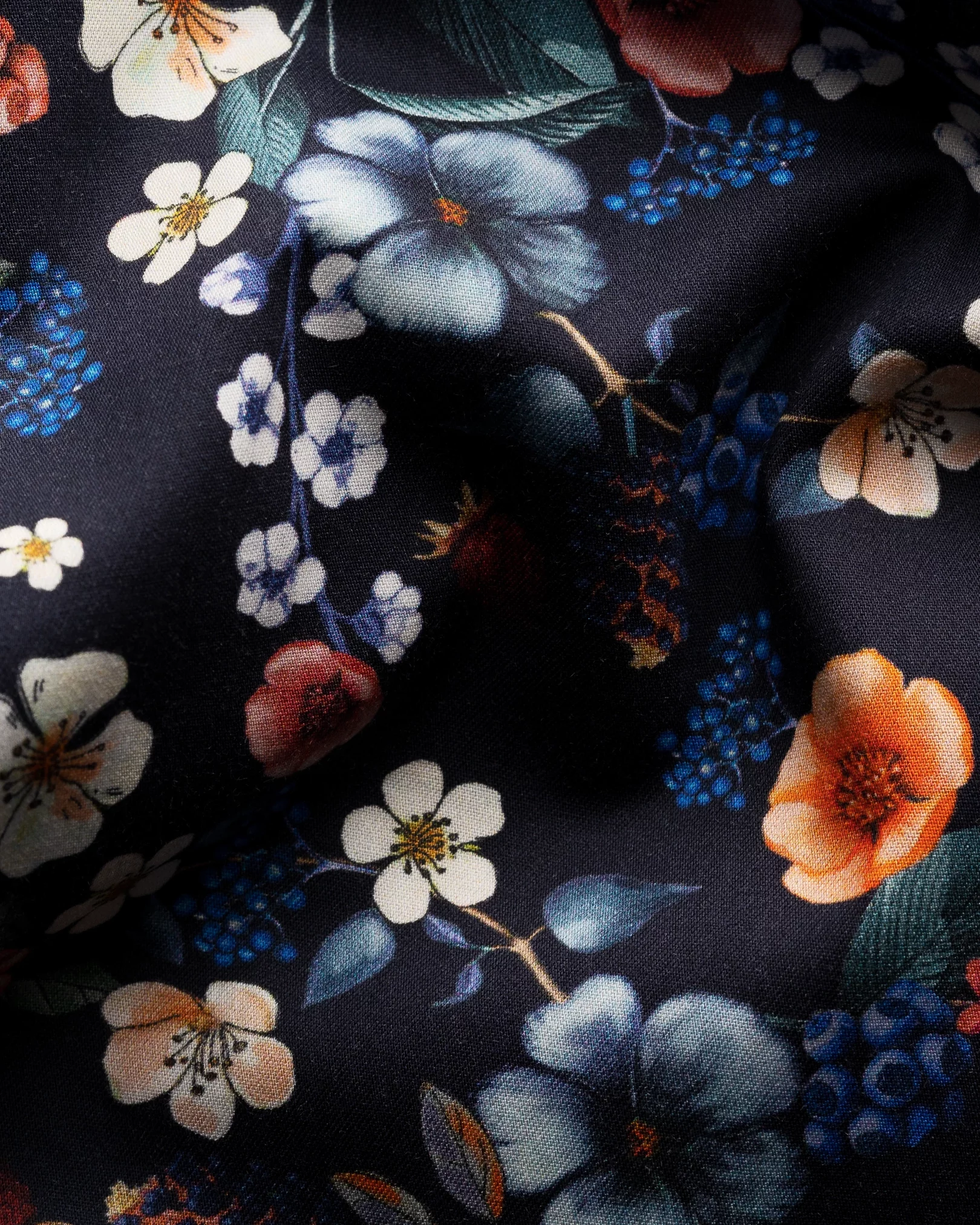 Eton - navy blue floral signature twill