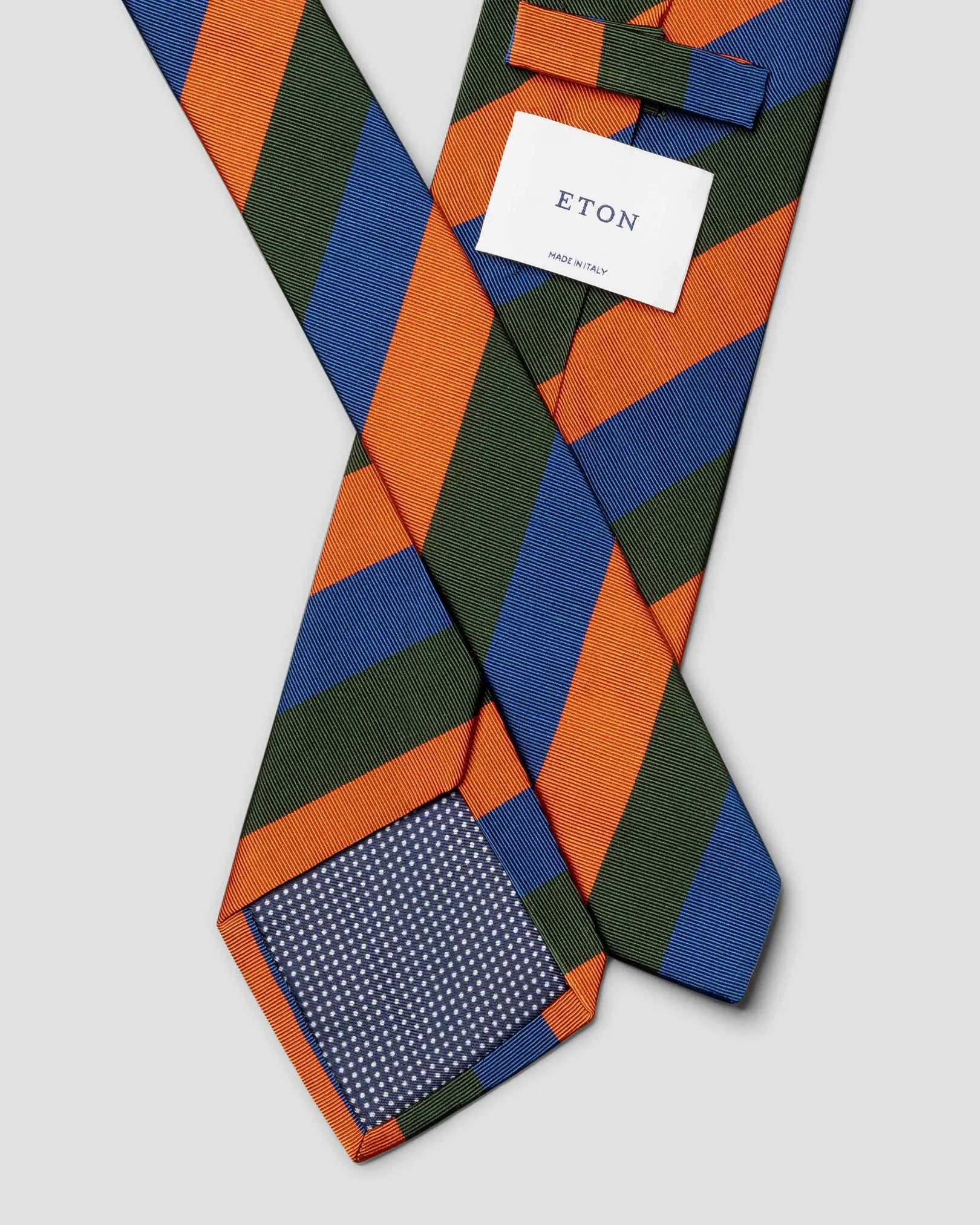 Eton - dark green striped silk cotton mogador tie