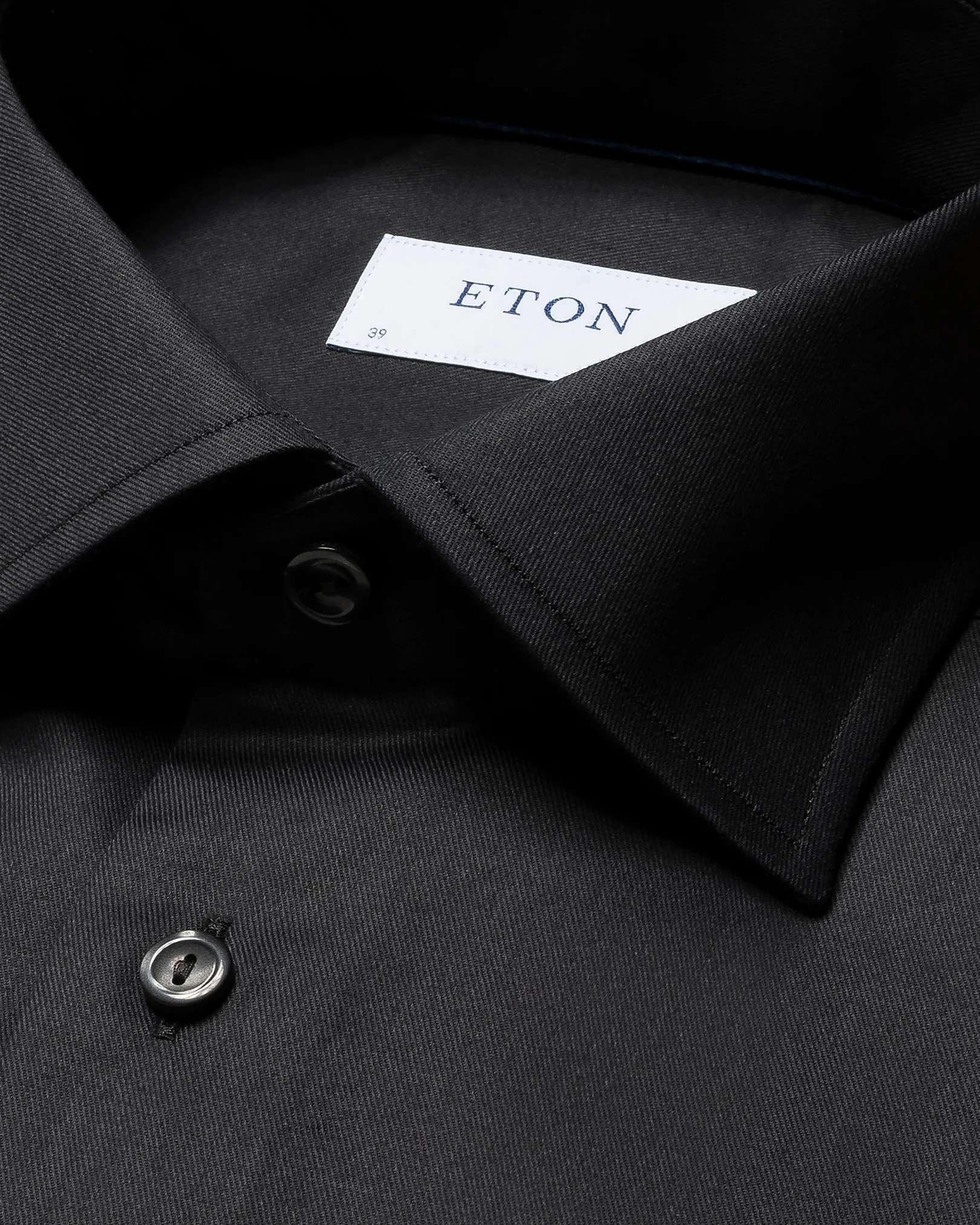 Eton - black twill stretch cut away single slim