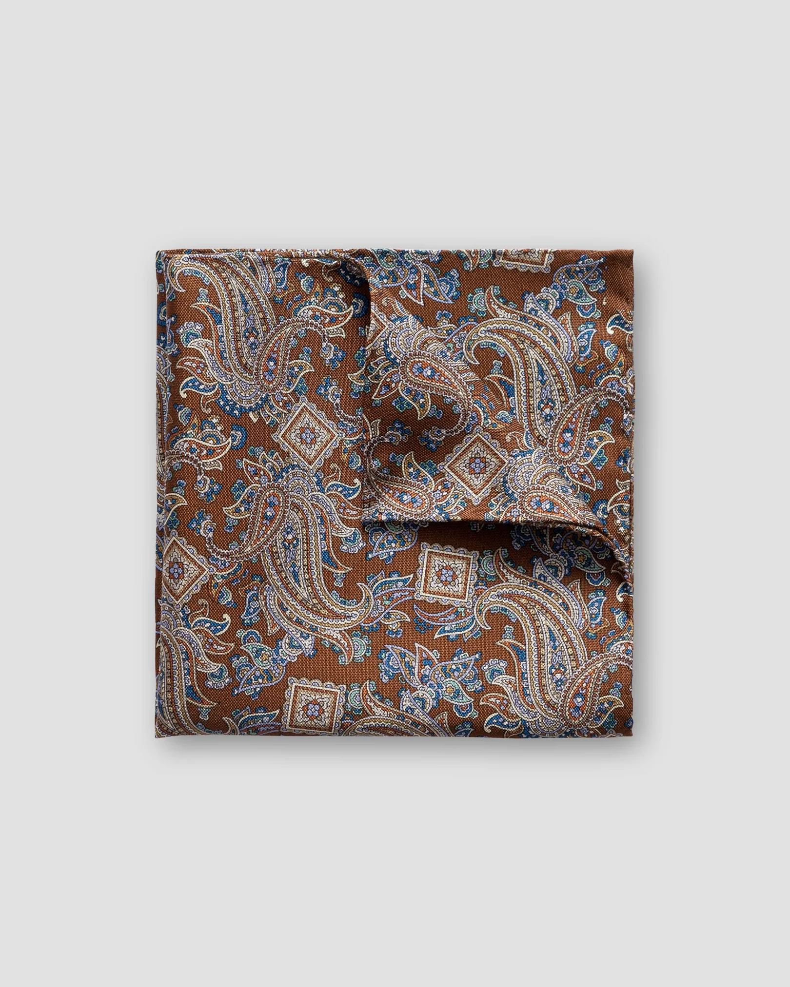 Eton - brown paisley print silk pocket square