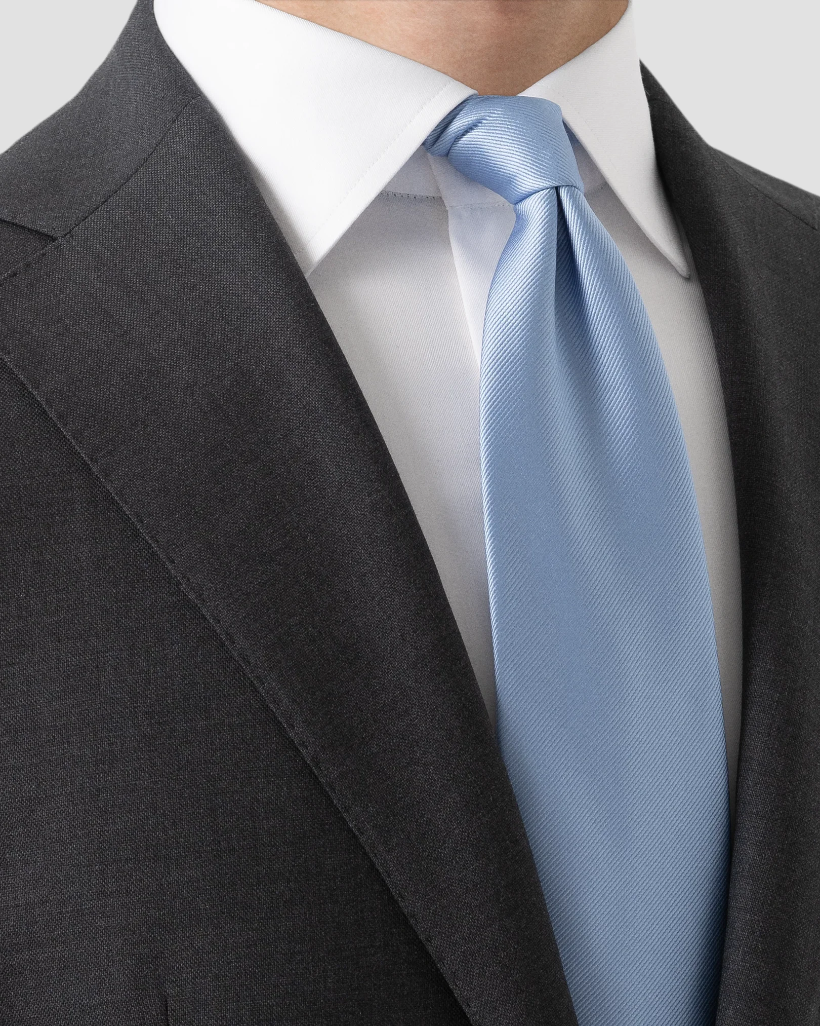 Eton - light blue solid silk twill tie