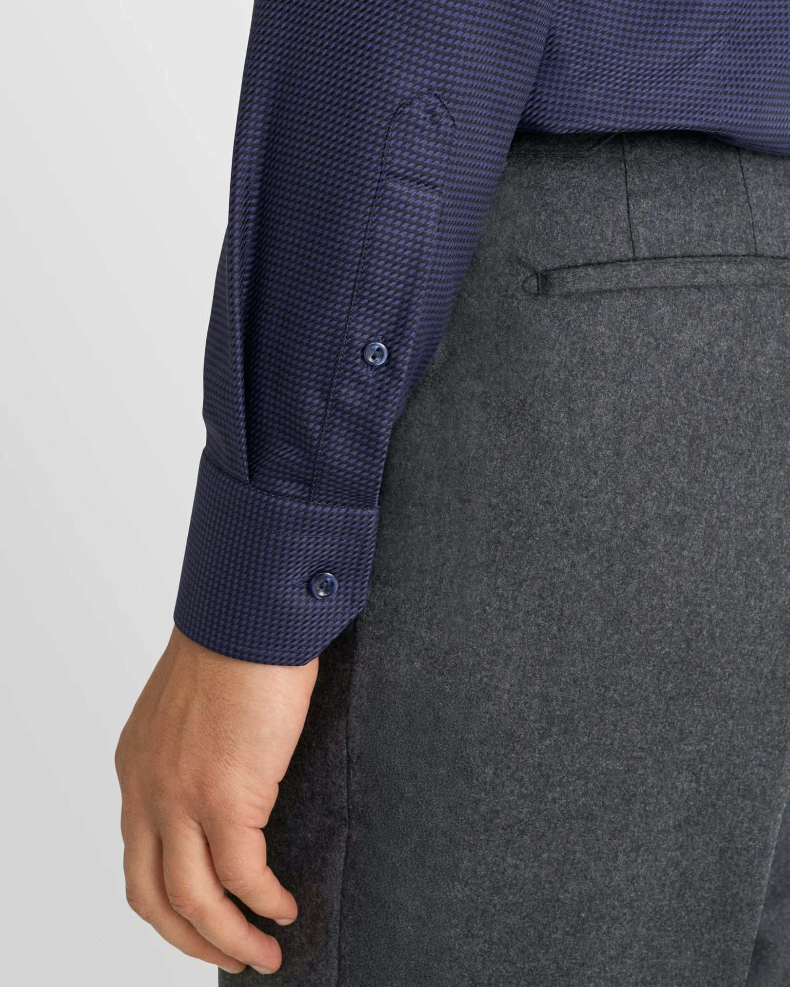 Eton - navy houndstooth king twill shirt
