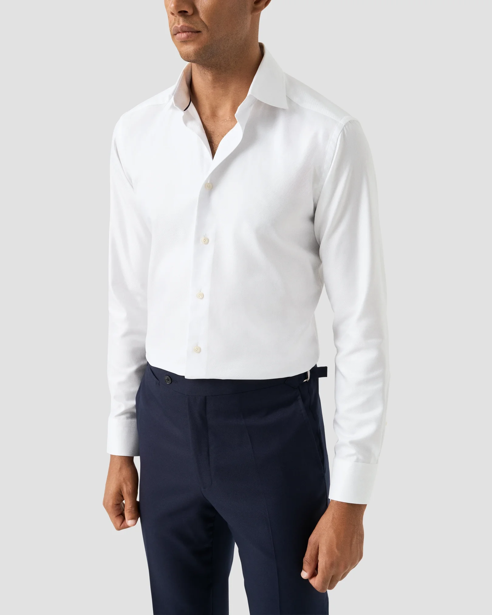 Eton - white textured twill shirt