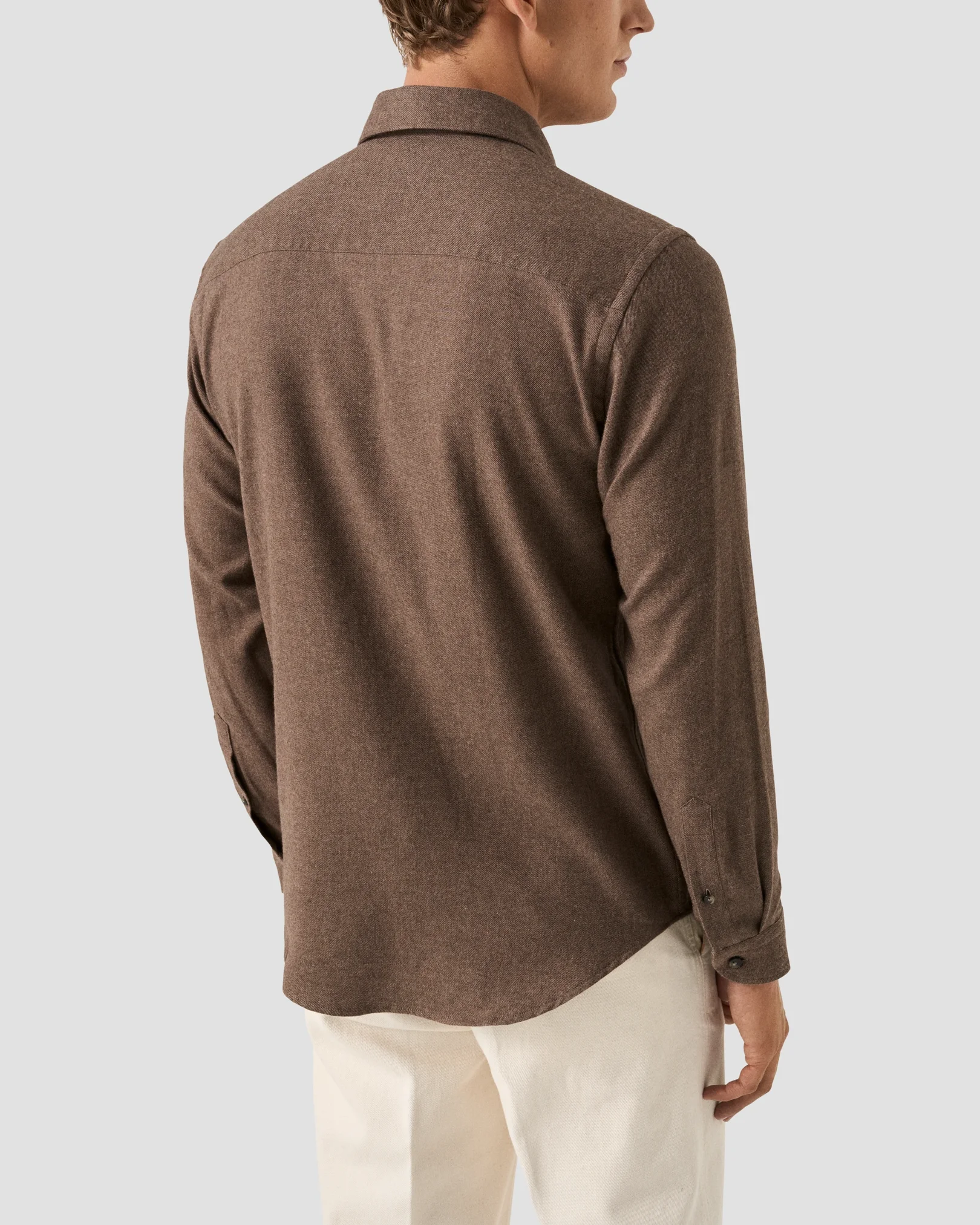 Eton - brown solid flannel shirt