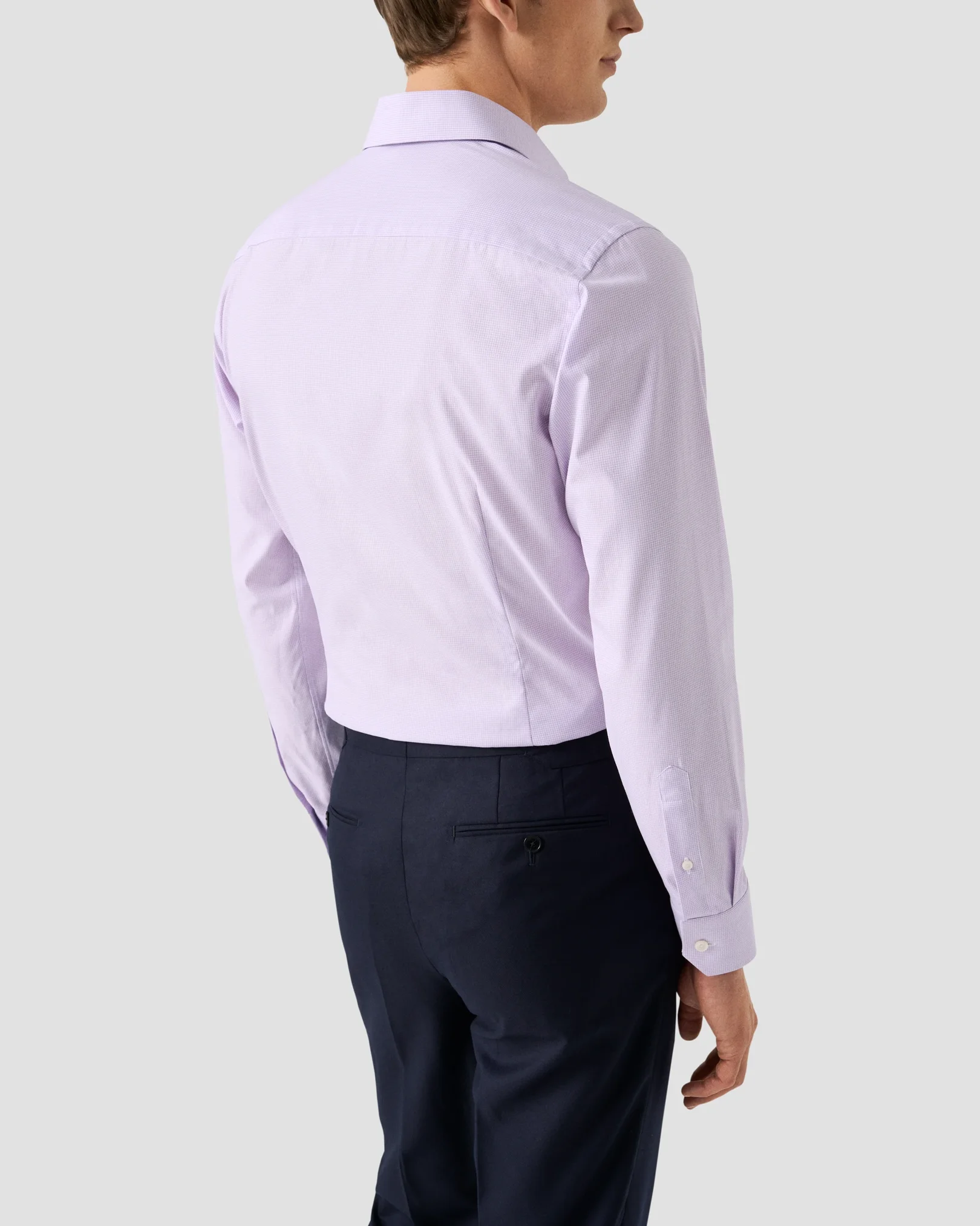 Eton - light purple fine check signature twill shirt