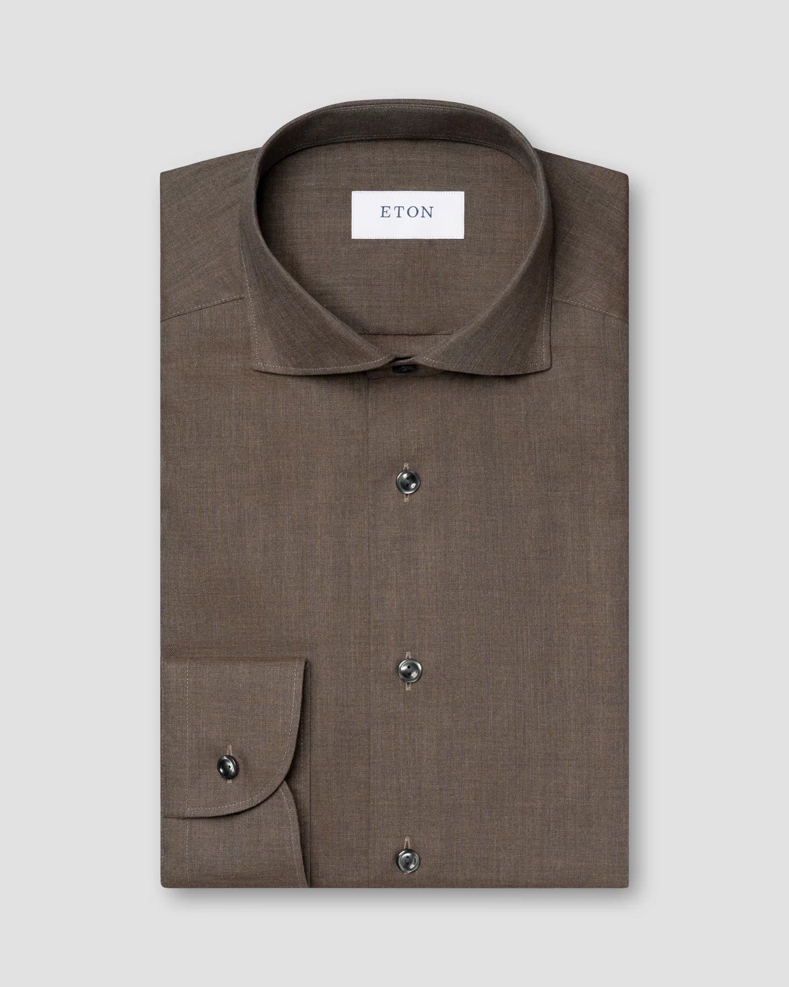 Eton - wrinkle free dark brown flanell shirt