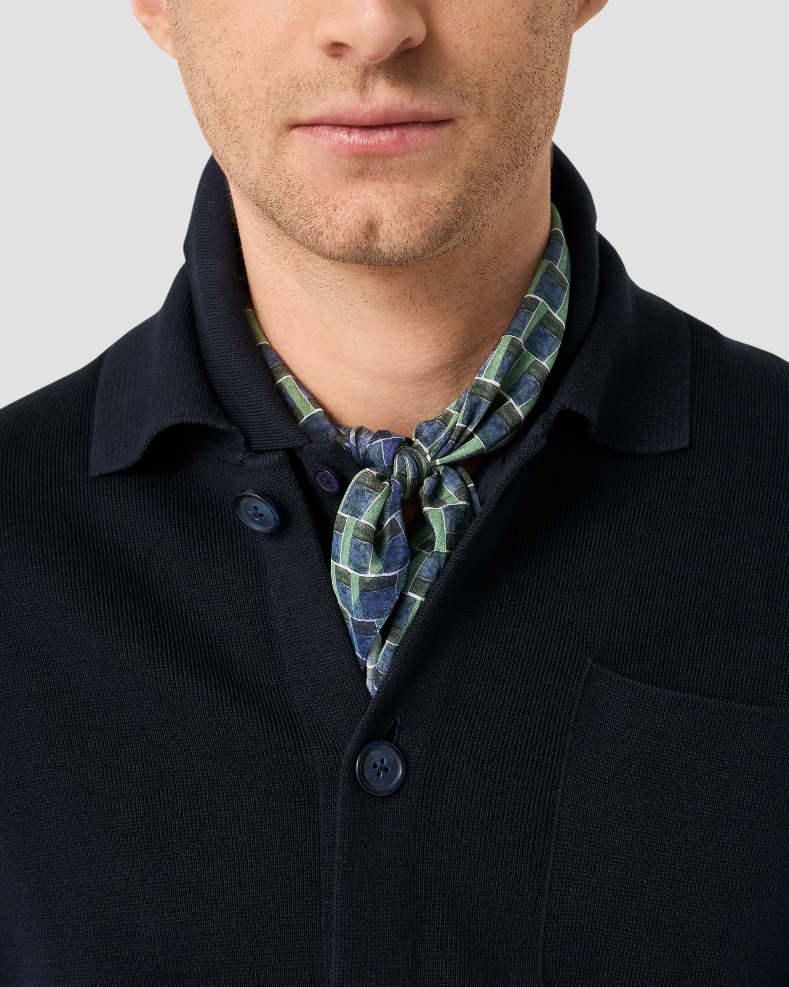 Eton - milano knit overshirt navy blue milano knit overshirt