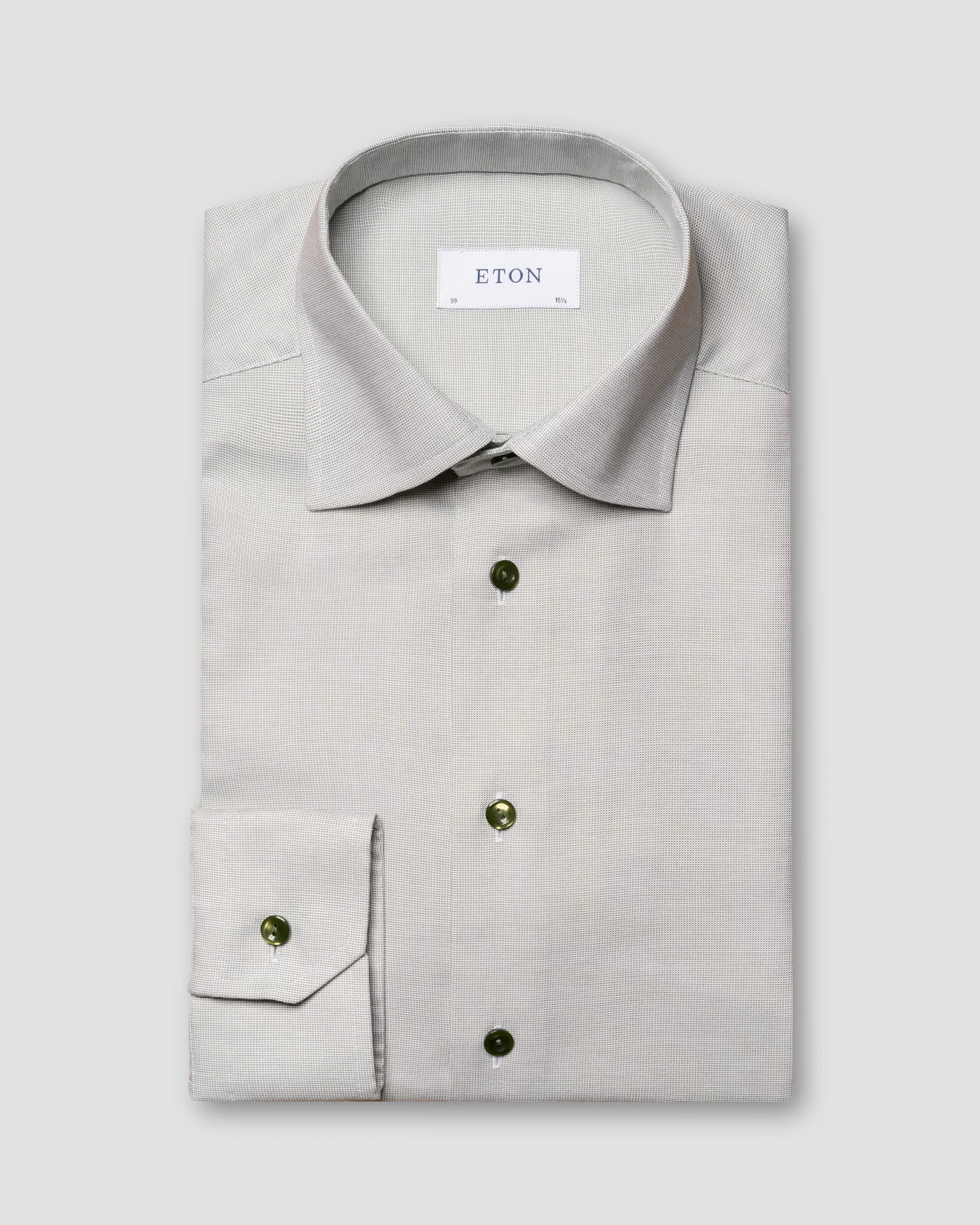 Eton - mid green twill cut away collar single cuff contemporary fit