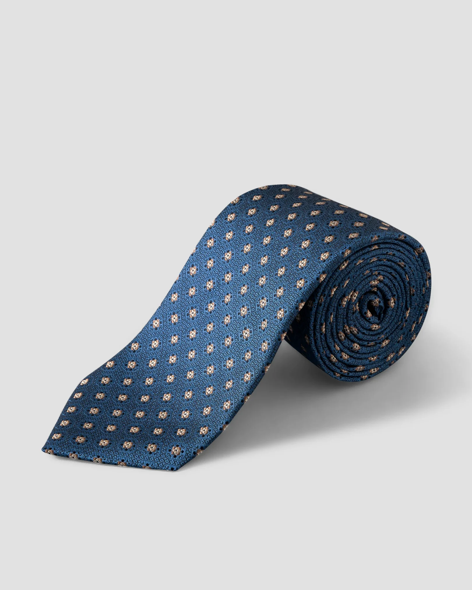 Eton - medallion woven silk tie dark blue medallion woven silk tie
