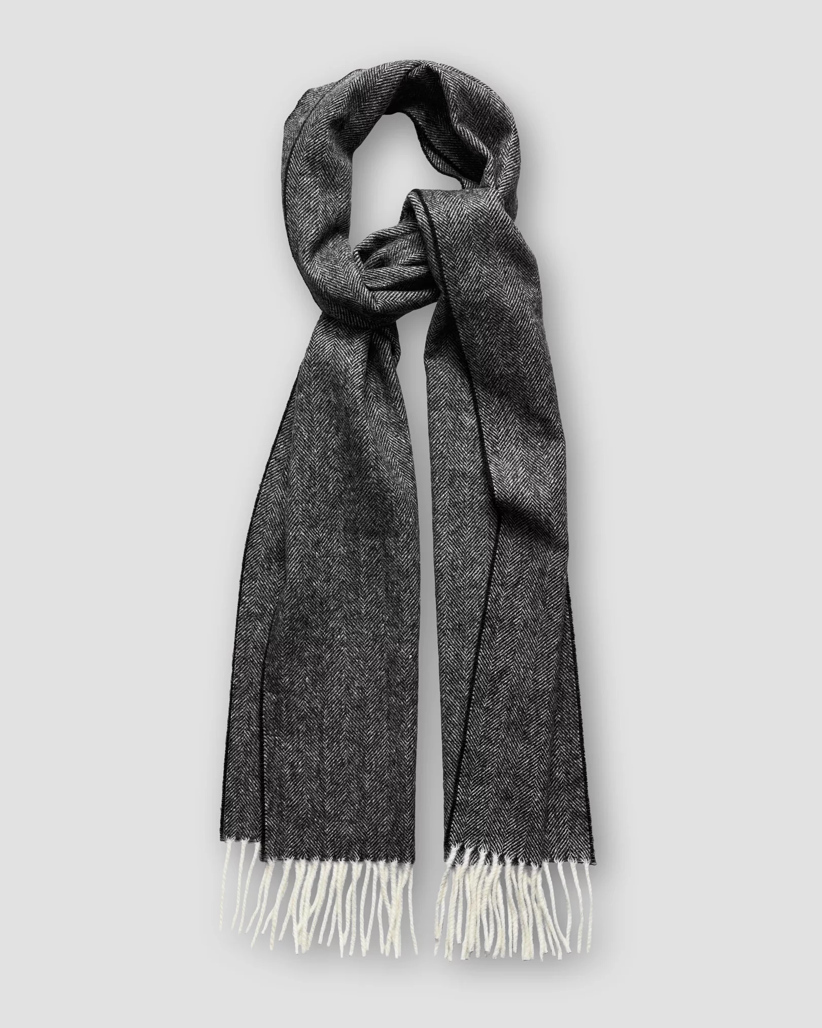 Eton - grey herringbone wool scarf
