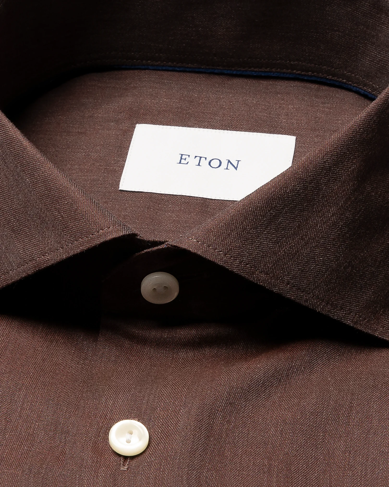 Eton - dark red solid signature flannel shirt