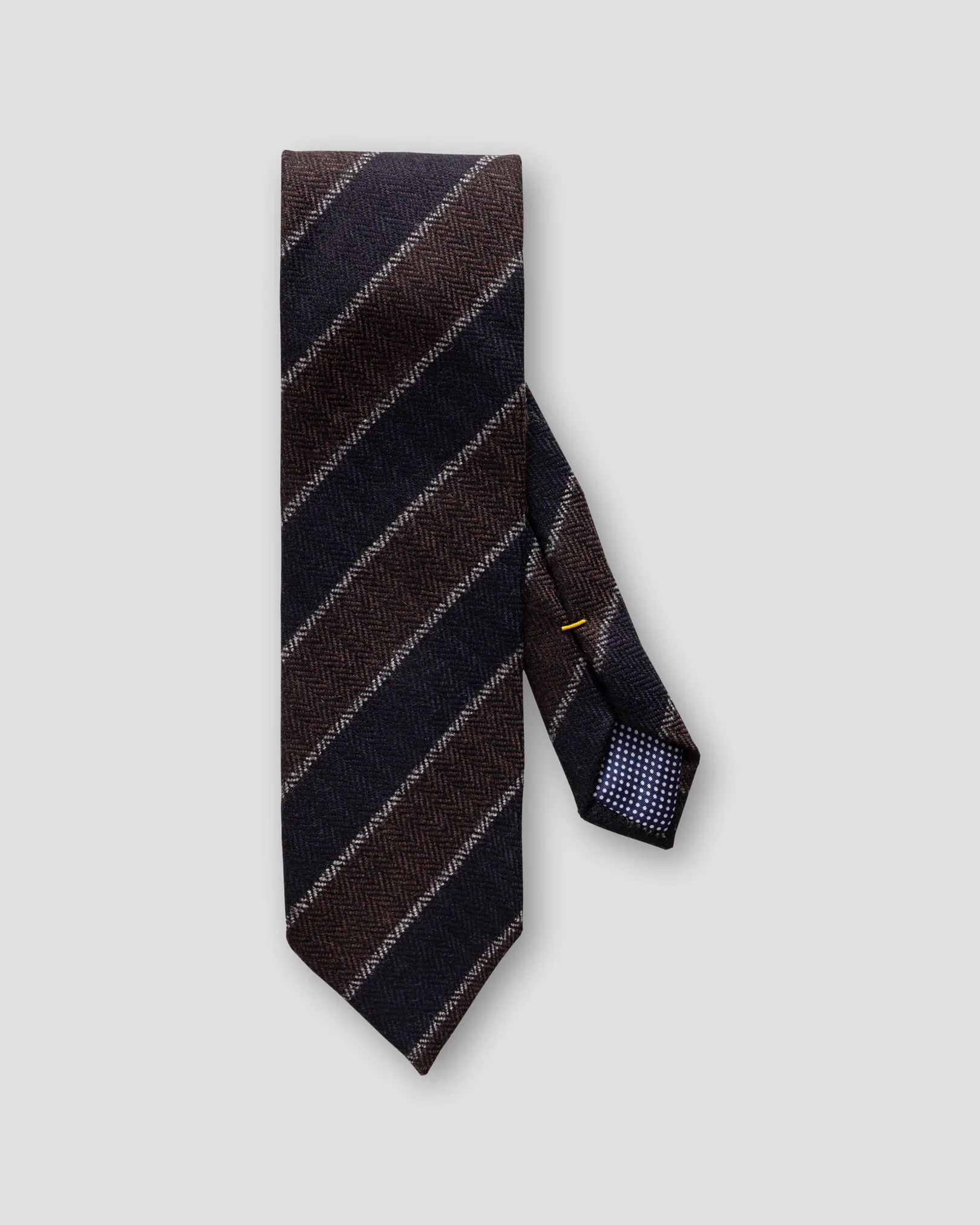 Eton - brown navy regimental striped wool tie