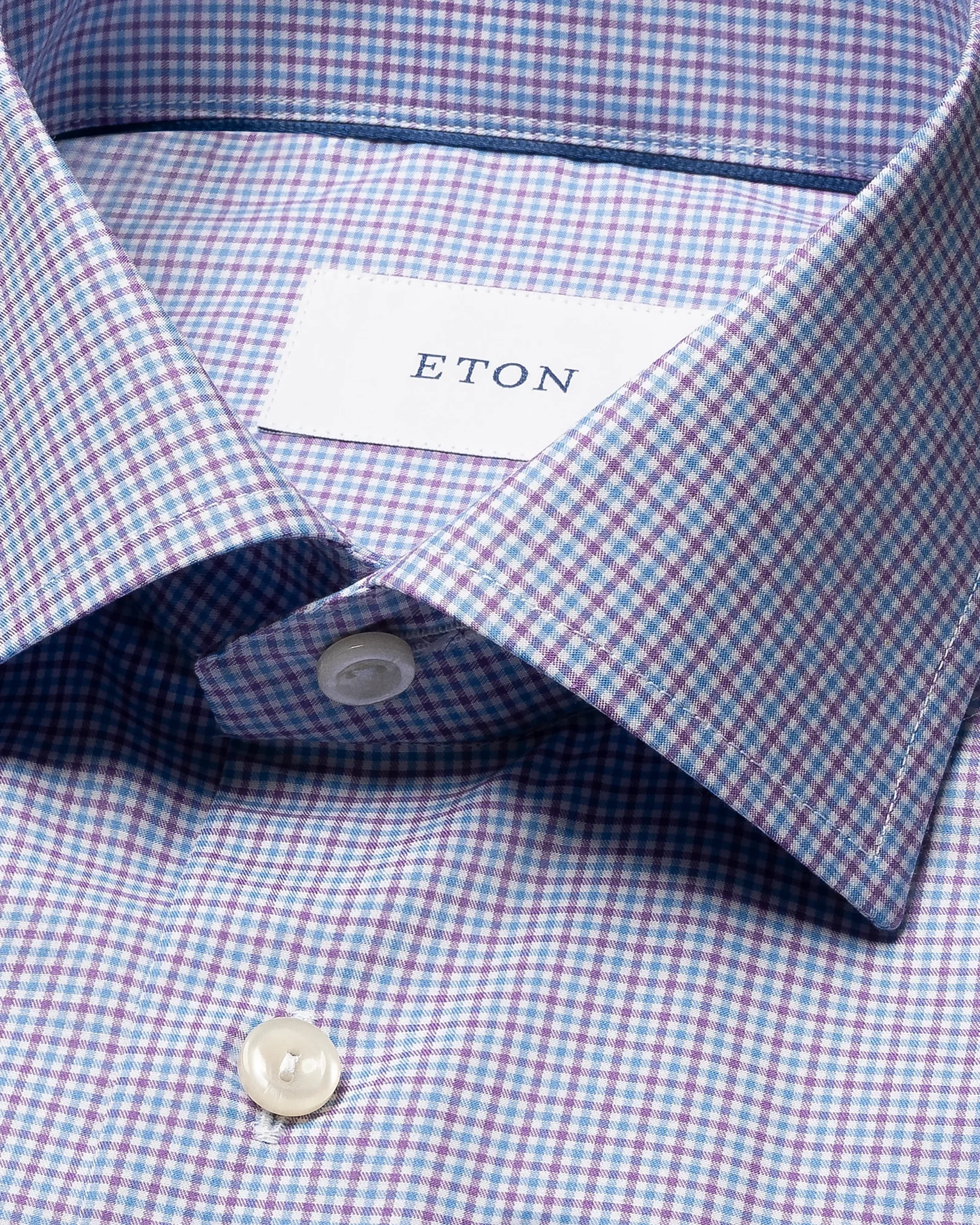 Eton - checked twill shirt cut away s3