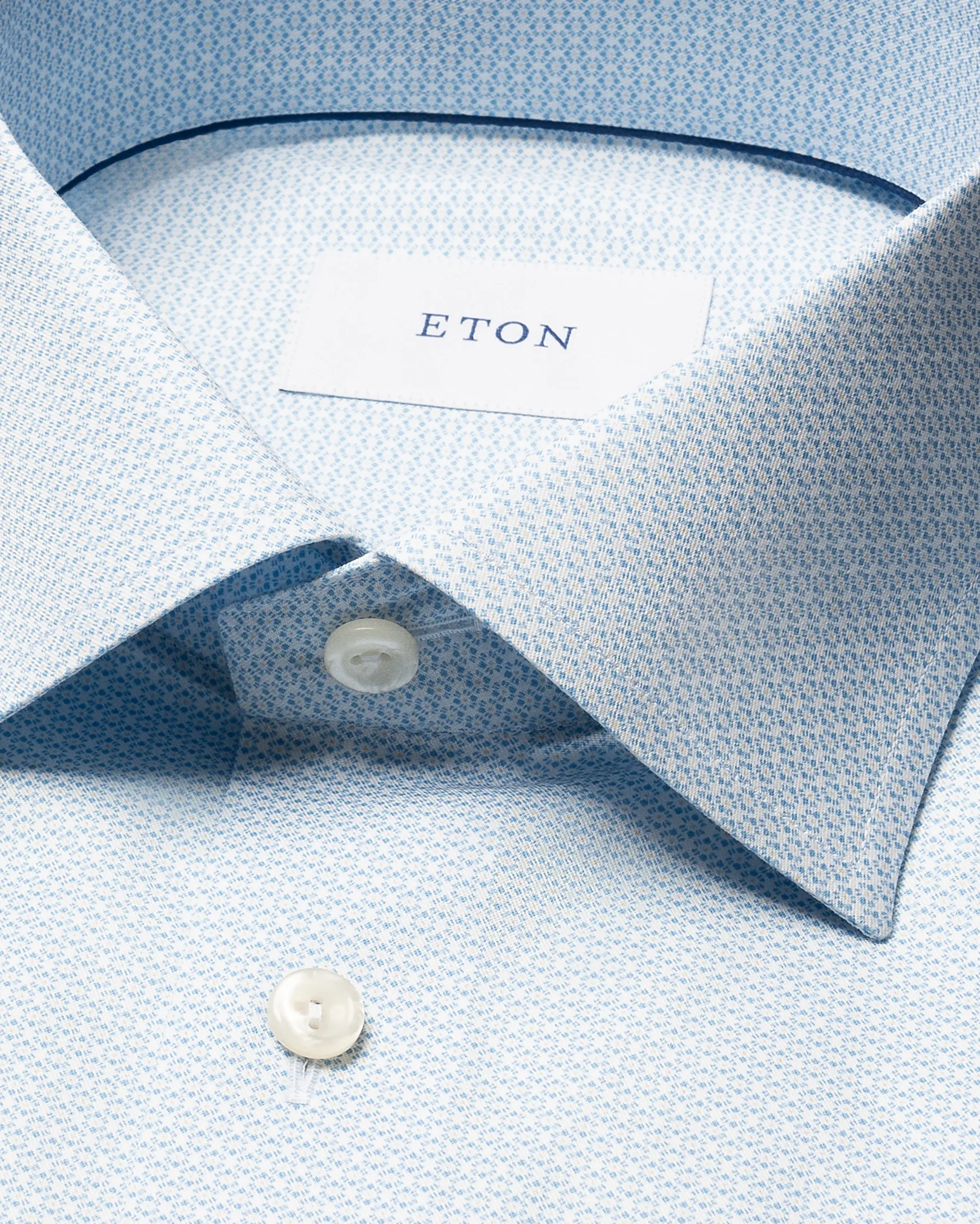 Eton - light blue geometric signature twill shirt cut away 261