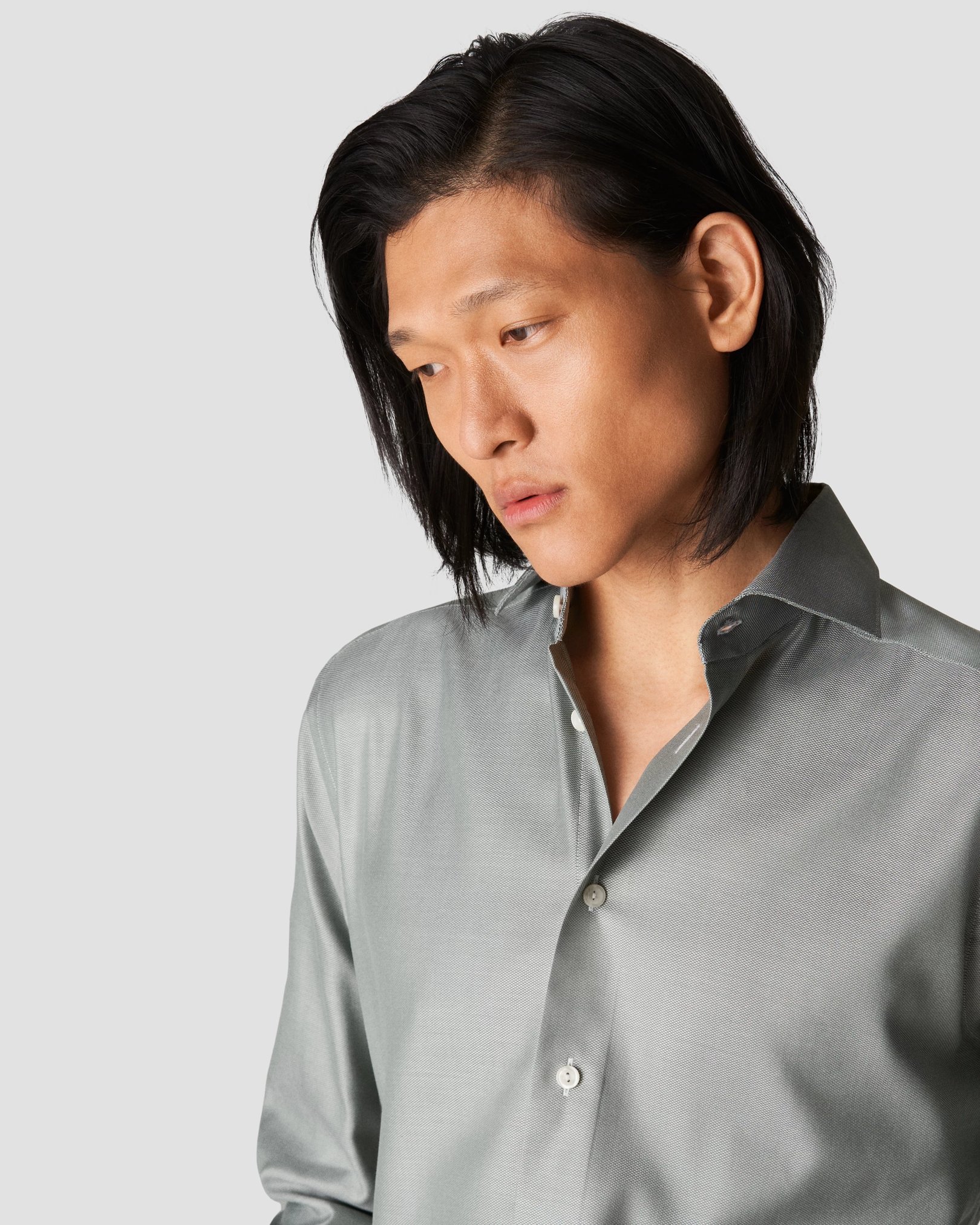 Eton - dark green cotton lyocell stretch