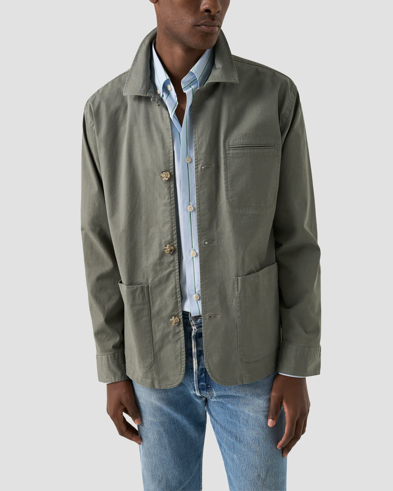 Eton - striped lightweight poplin shirt