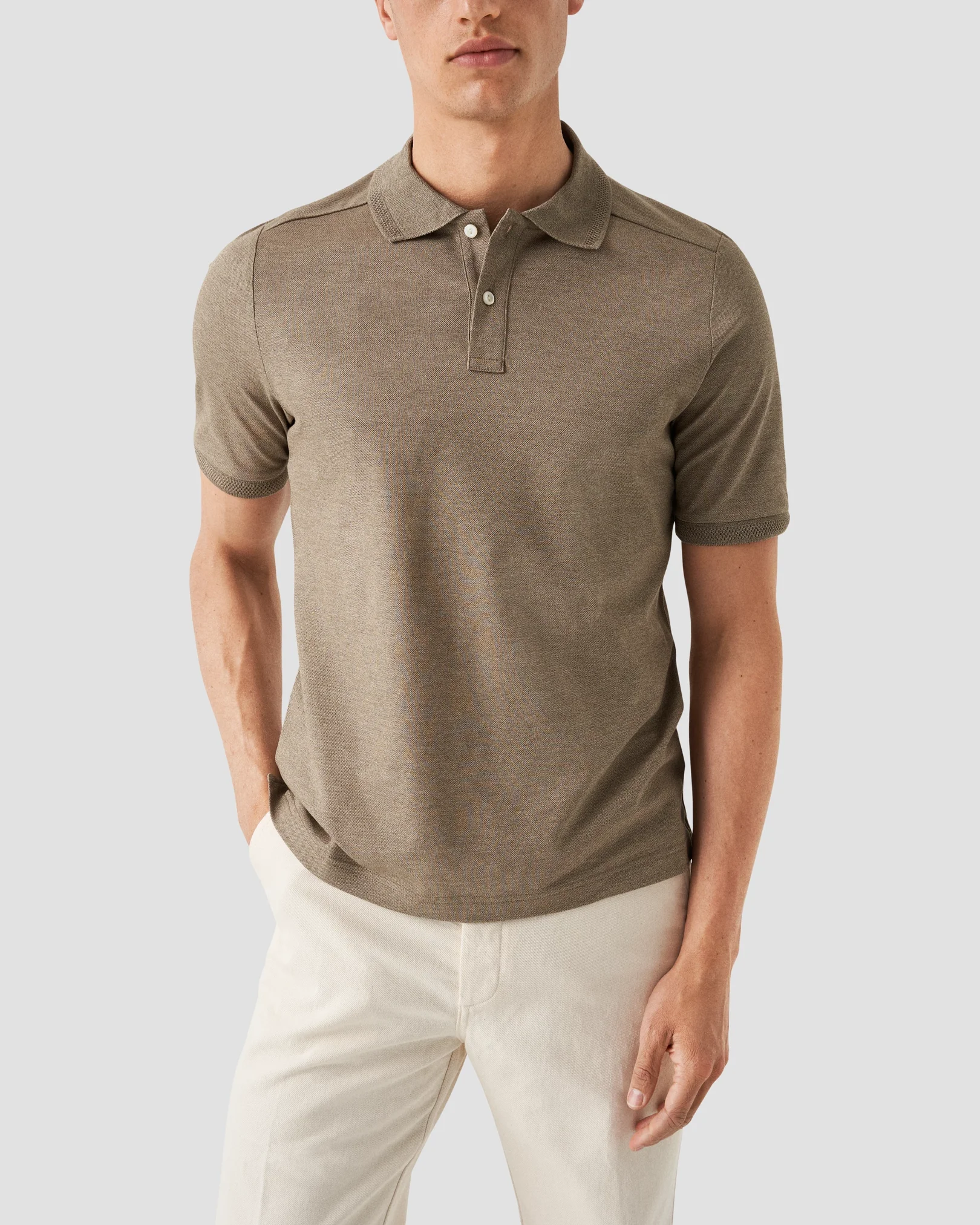 Eton - Light Brown Filo di Scozia Piqué Polo Shirt