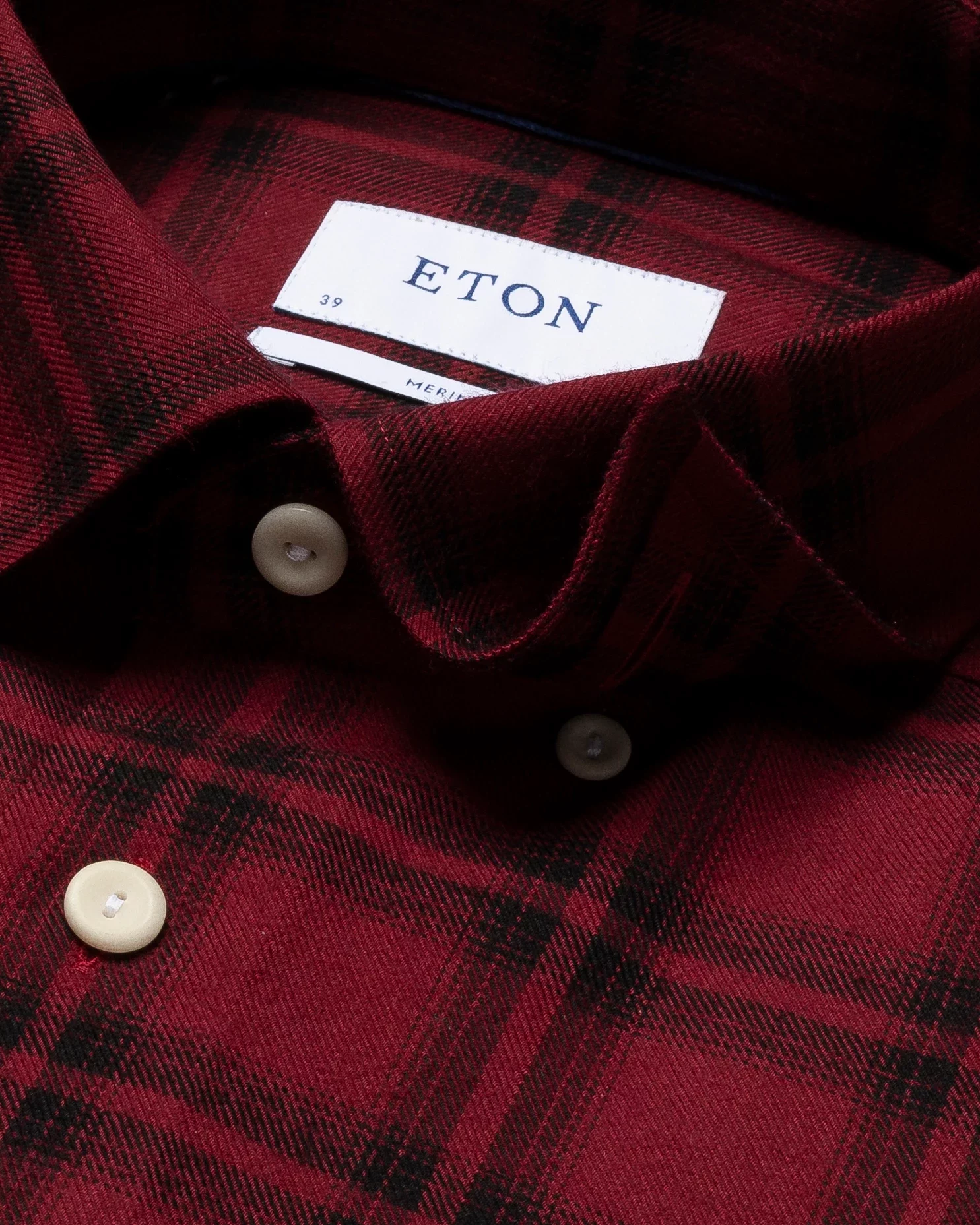 Eton - red brushed merino wool shirt