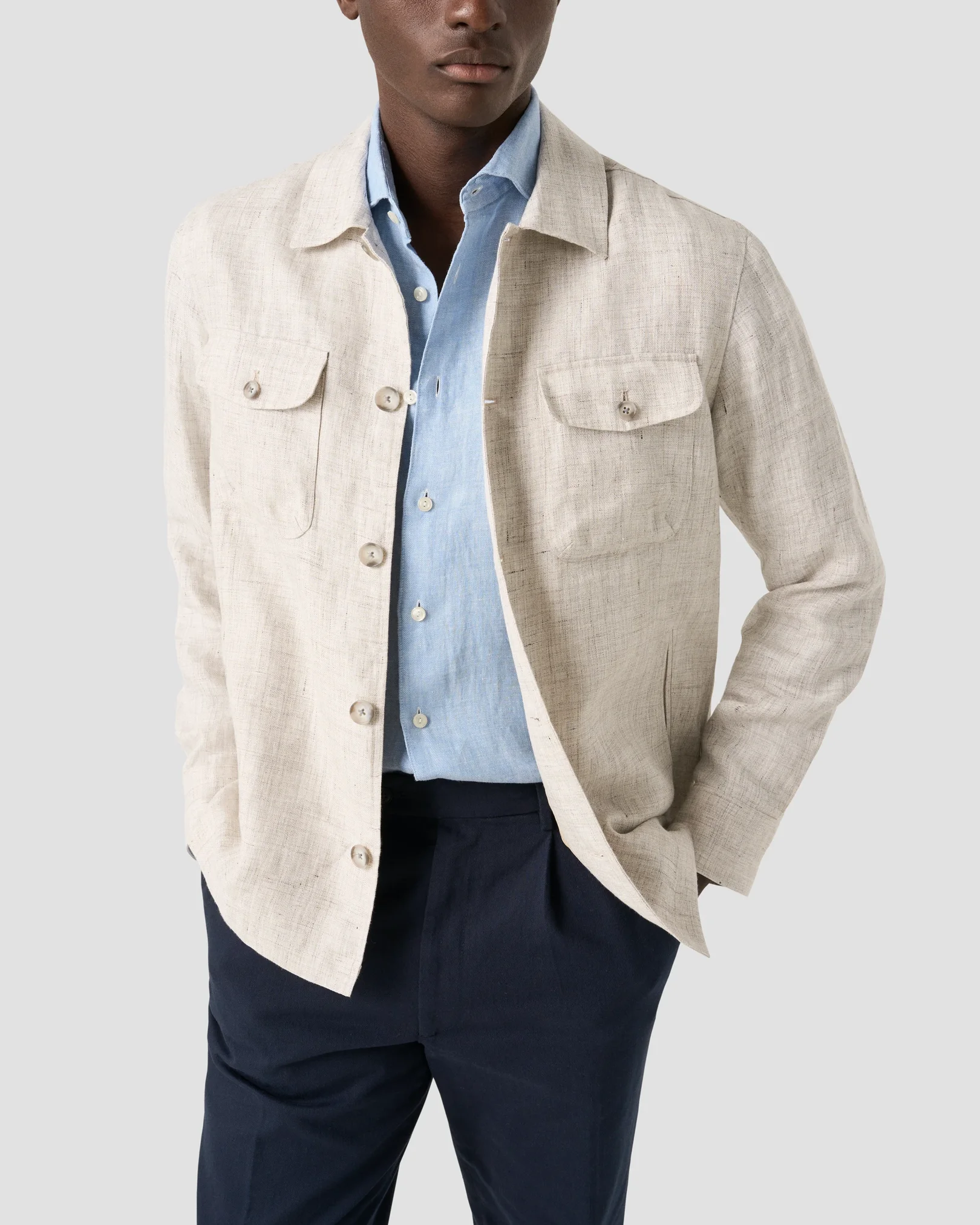 Linen Half Placket Sport Shirt