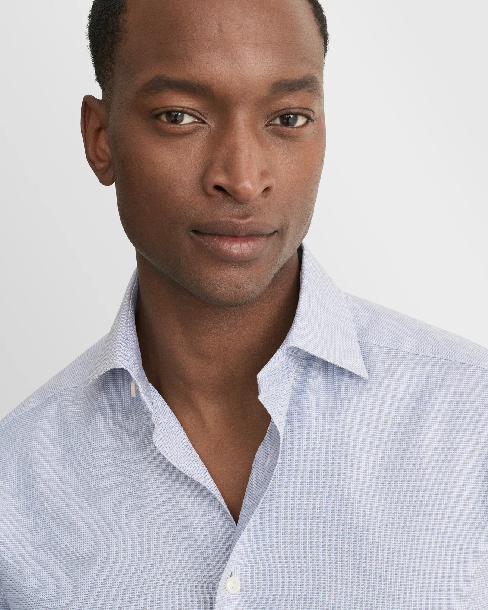 Eton - light grey semi solid dobby shirt