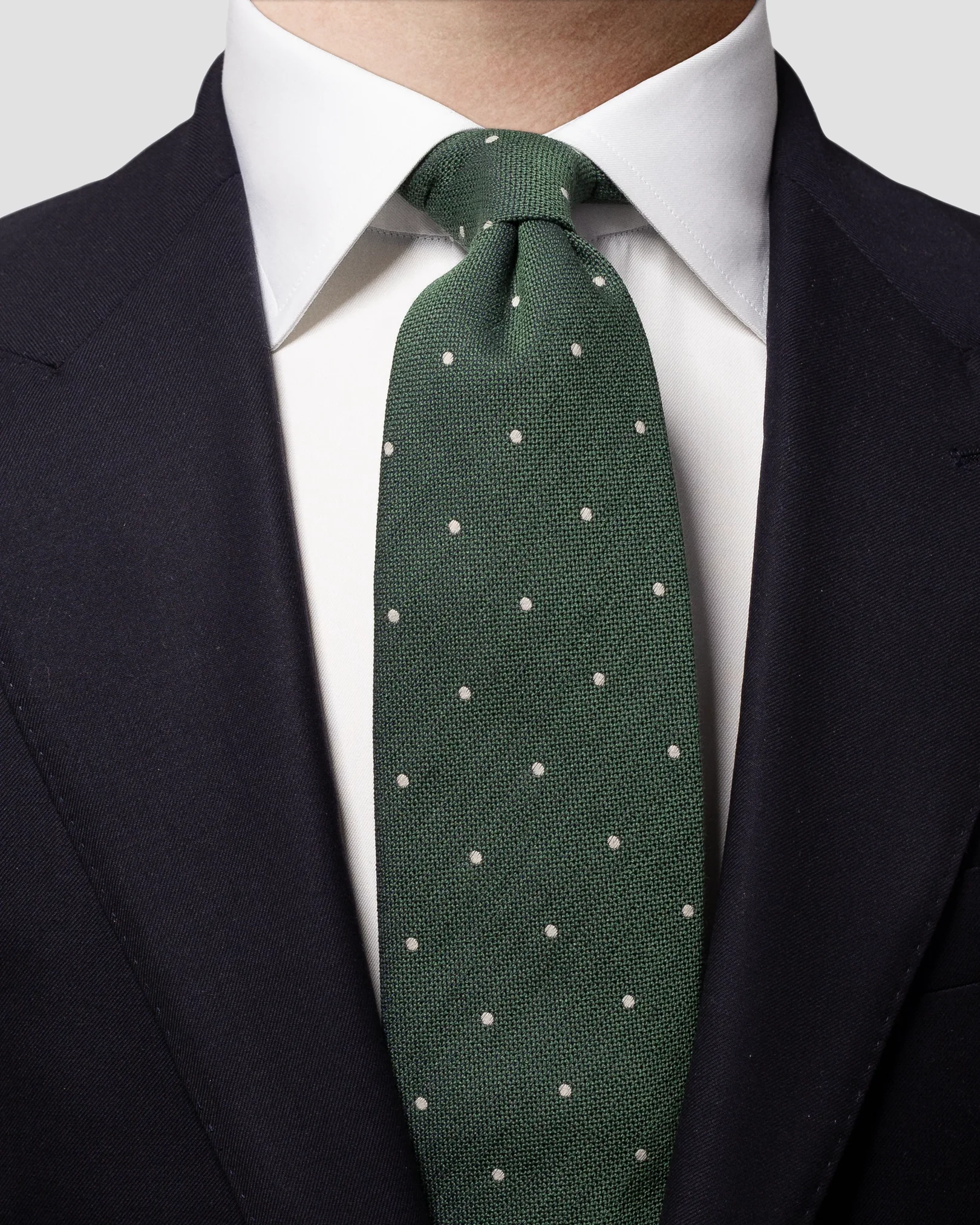 Eton - green polka dot silk cotton tie