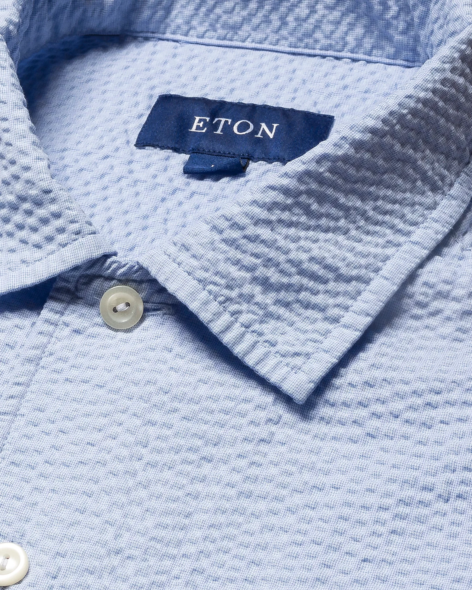 Eton - light blue seersucker resort folded short sleeve regular