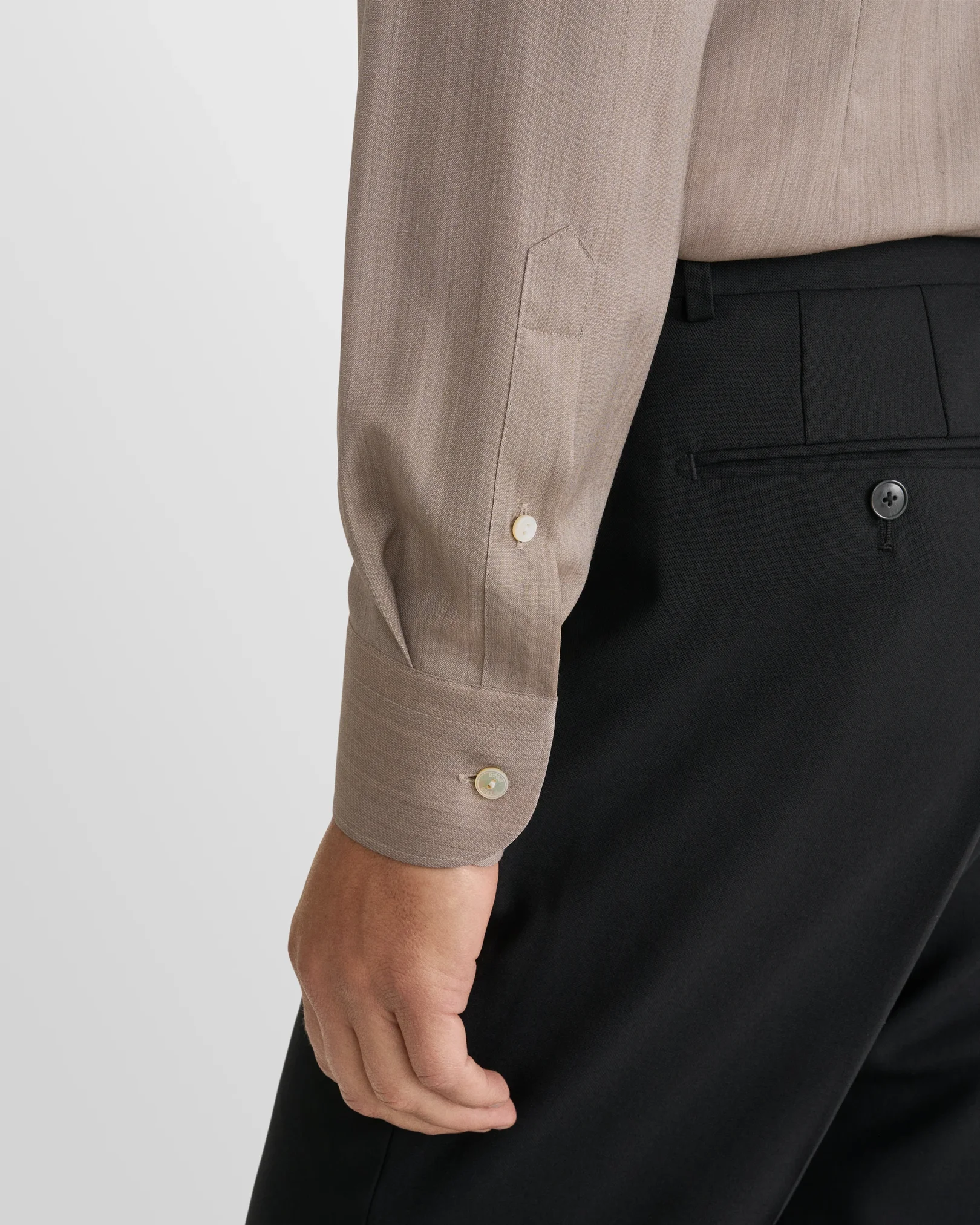 Eton - beige solid merino shirt